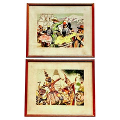 Retro Set of Two Mid-Century French Framed Color Prints by Albert Brenet (1903-2005)