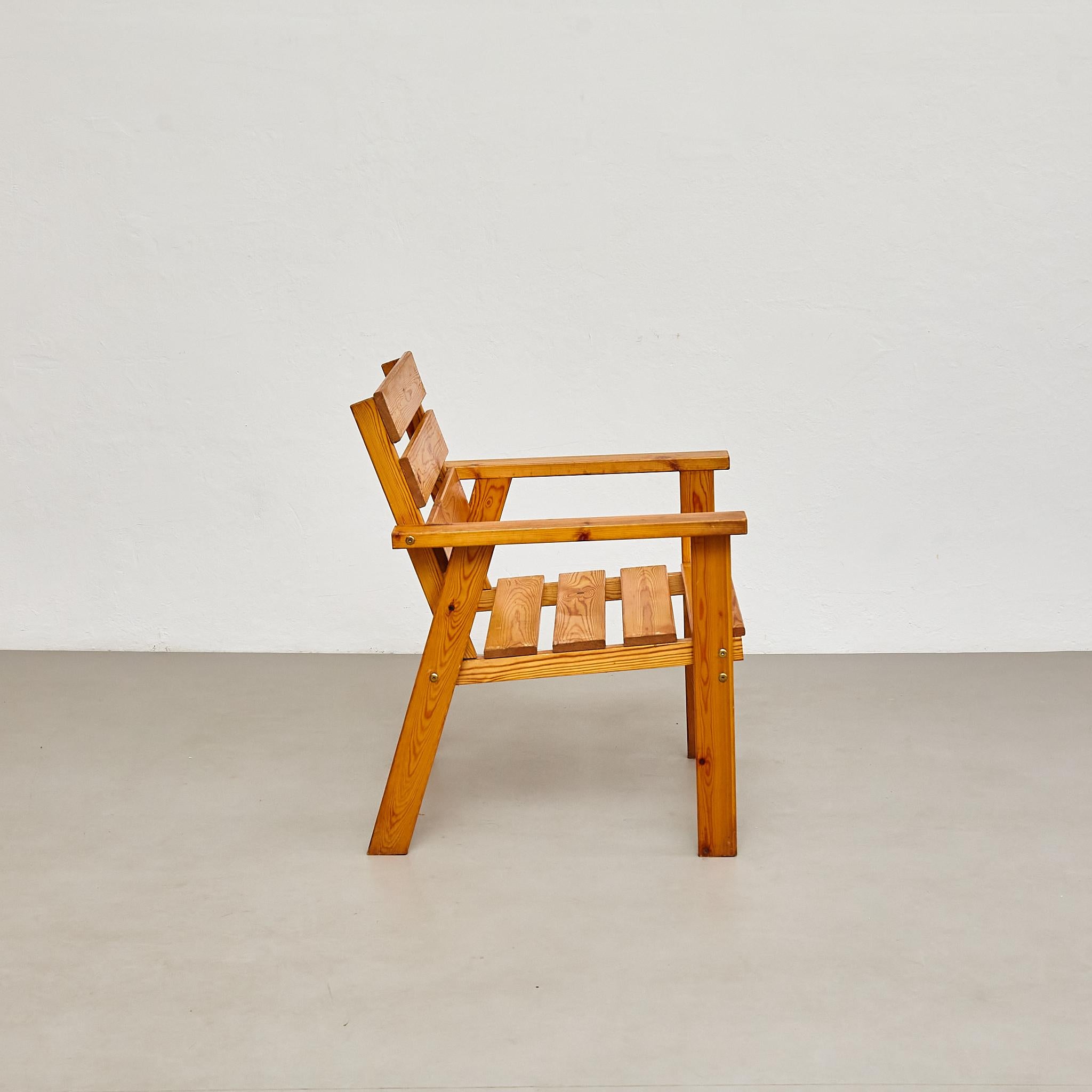 Set of Two Mid-Century French Wood Armchairs, circa 1960 For Sale 13