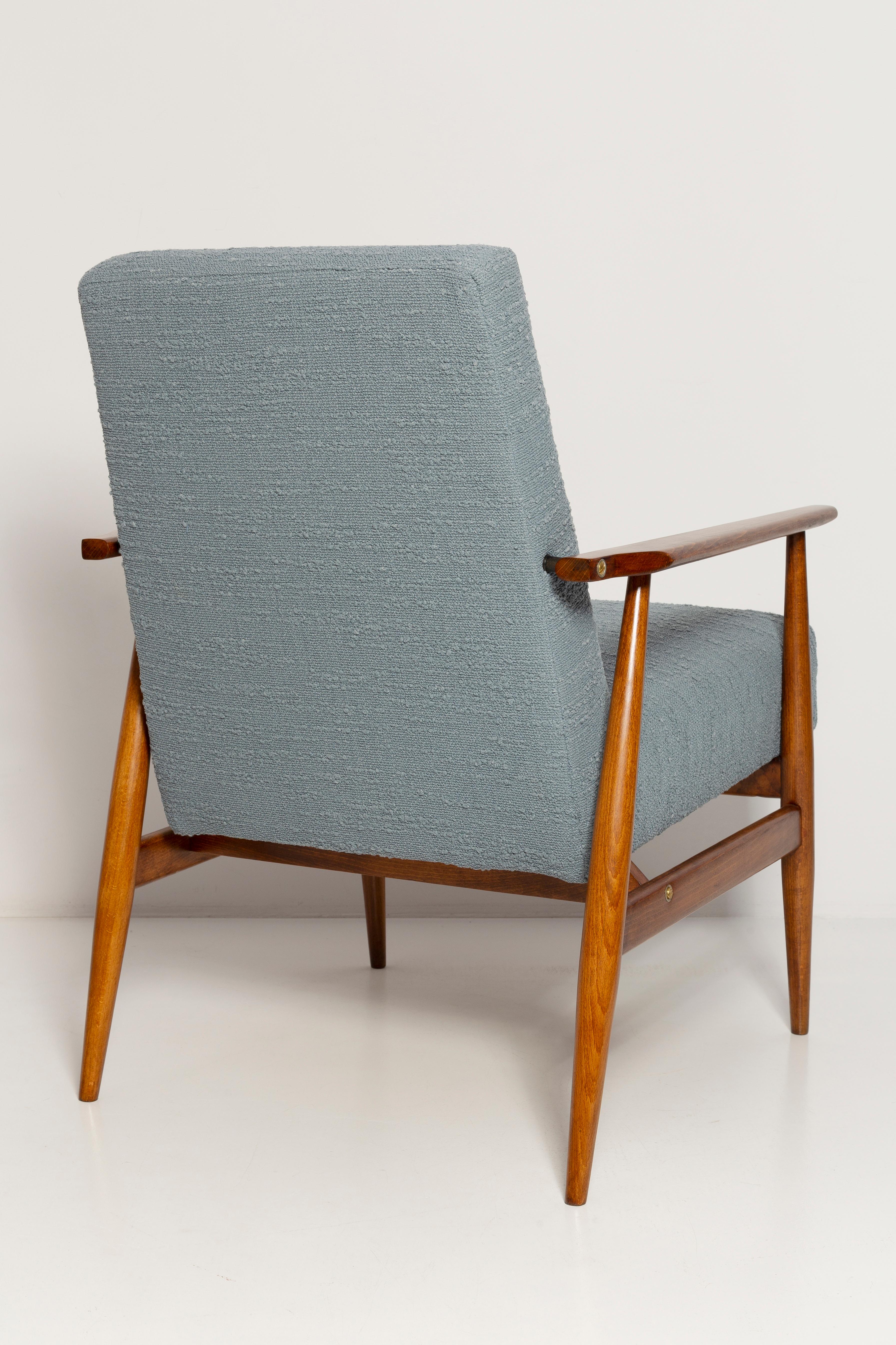 Set of Two Mid-Century Gray Blue Boucle Dante Armchairs, H. Lis, 1960s For Sale 2