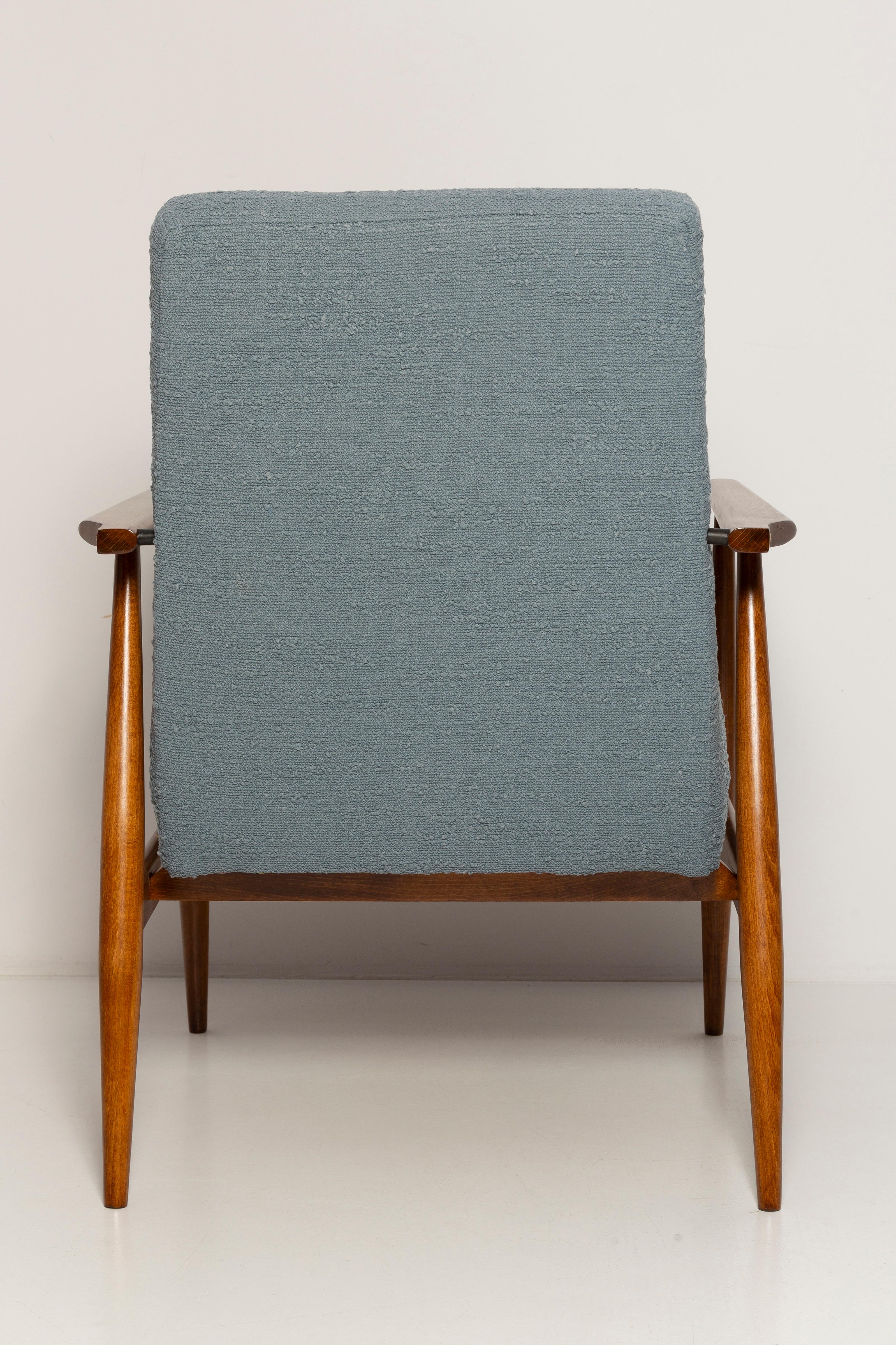 Set of Two Mid-Century Gray Blue Boucle Dante Armchairs, H. Lis, 1960s For Sale 3
