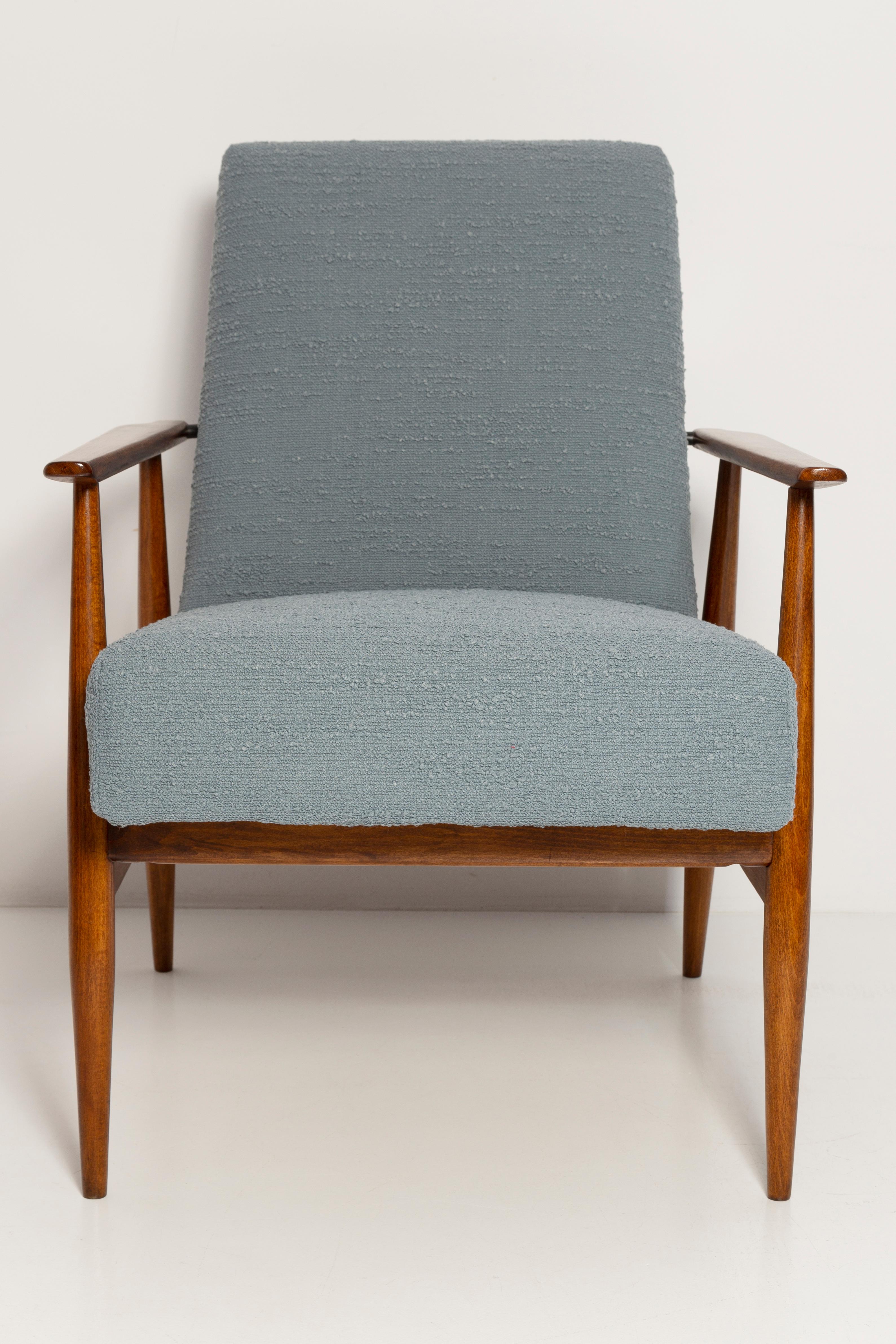 Set of Two Mid-Century Gray Blue Boucle Dante Armchairs, H. Lis, 1960s For Sale 4