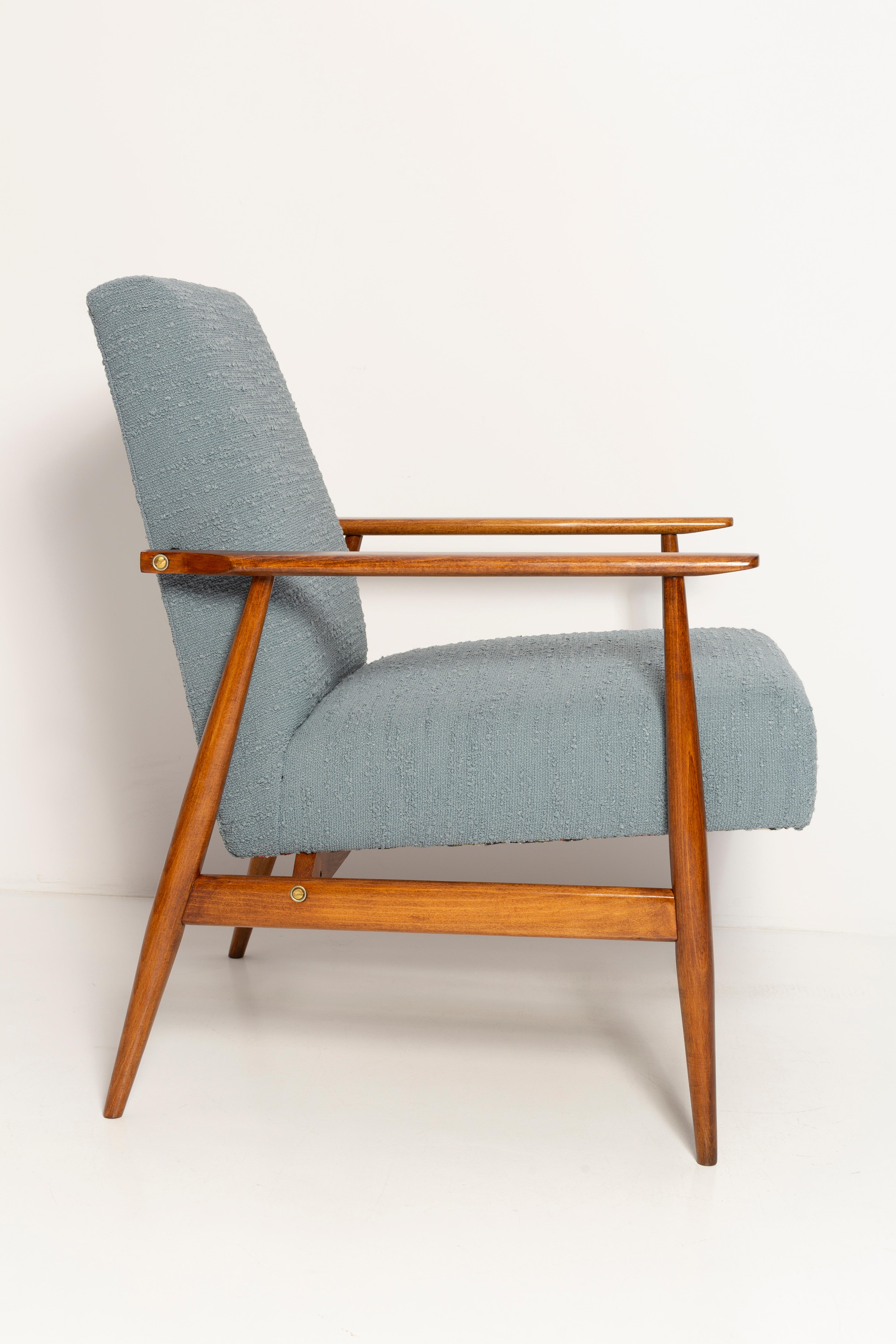 Textile Ensemble de deux fauteuils en bouclette grise et bleue du milieu du siècle, H. Lis, années 1960 en vente