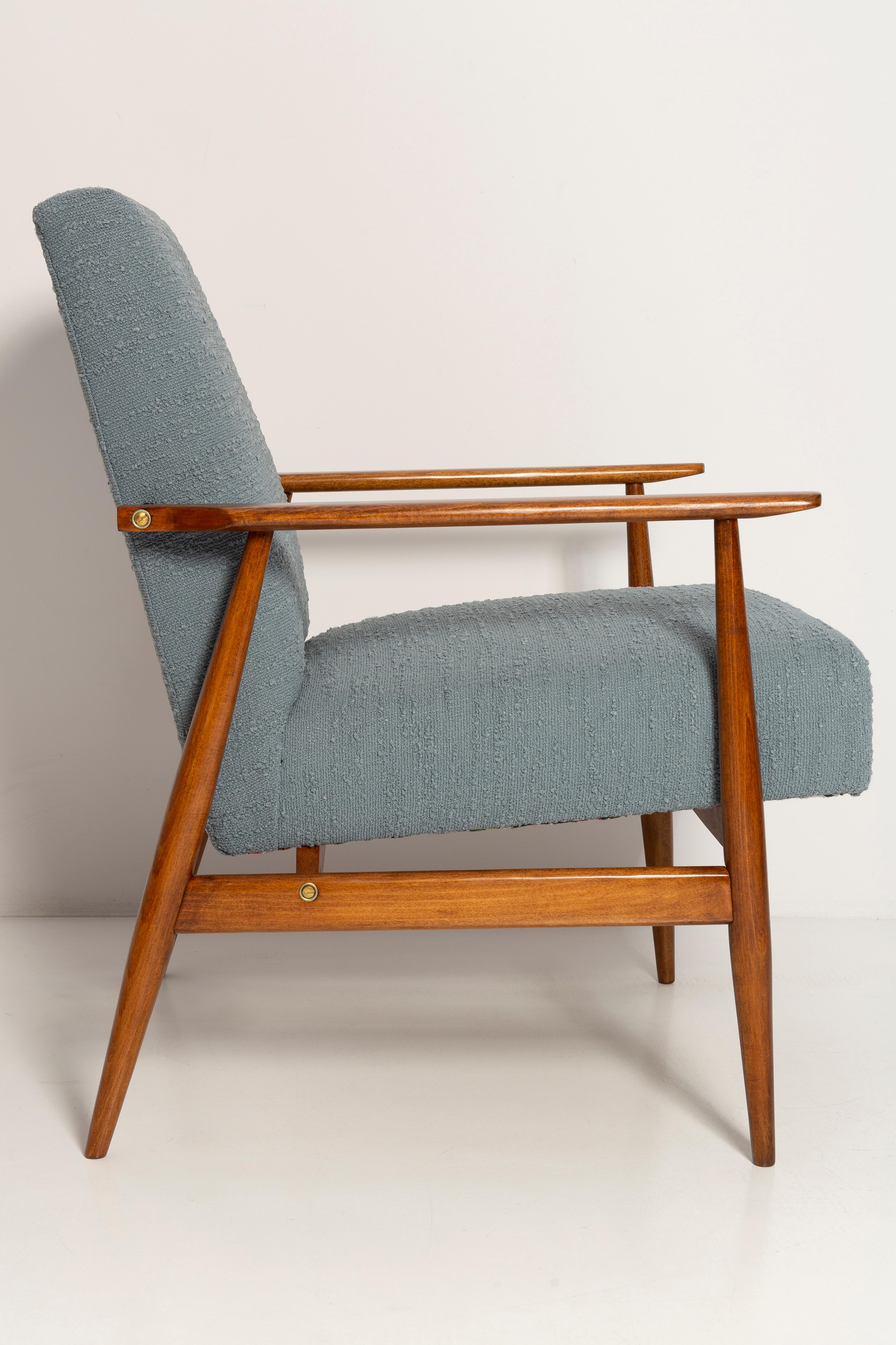 Ensemble de deux fauteuils en bouclette grise et bleue du milieu du siècle, H. Lis, années 1960 en vente 1