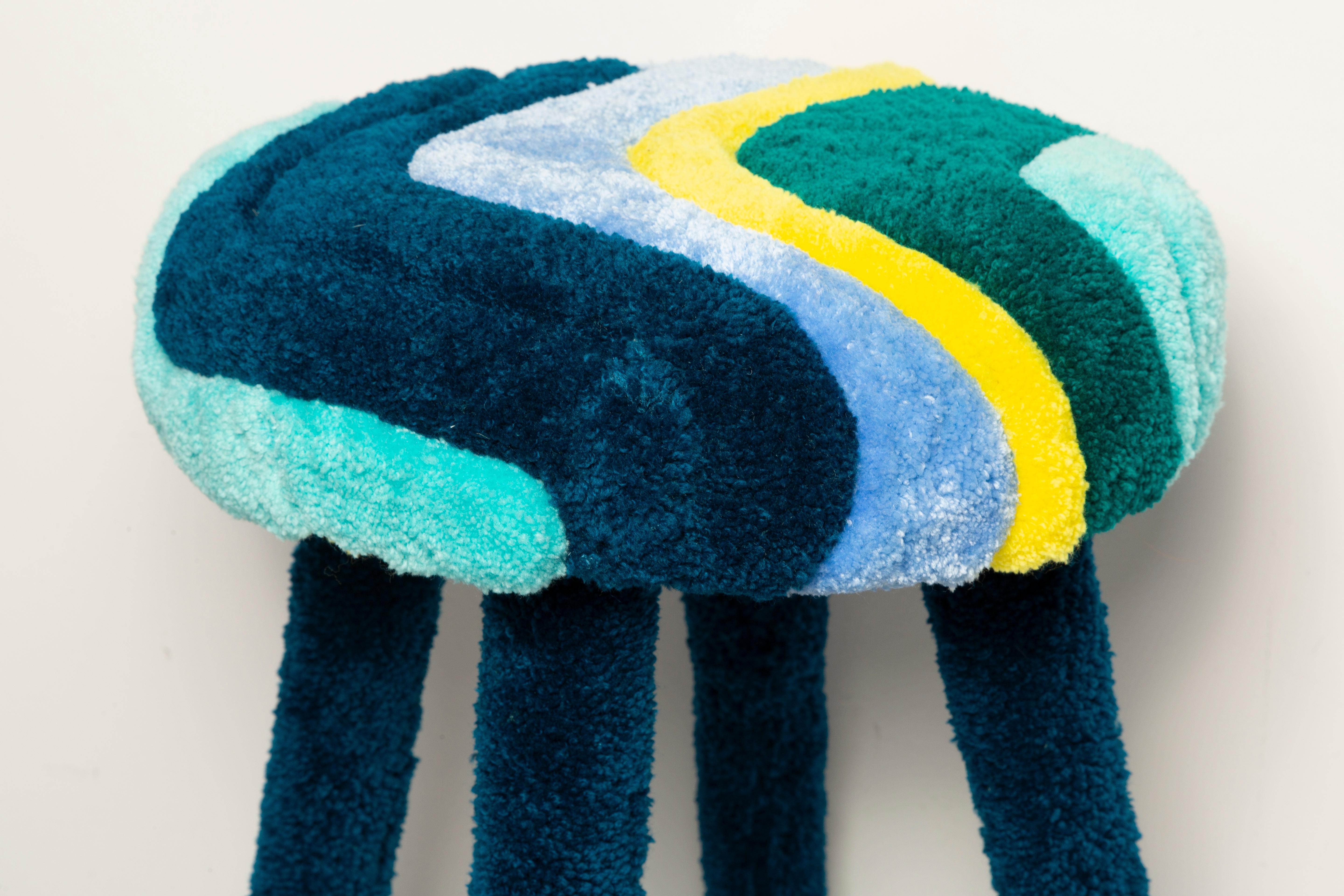 Mid-Century Modern Set of Two Mid Century Hand Tufting Wool Stools, Europe, 1960s For Sale