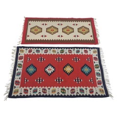 Set of Two Midcentury Indian Kilim Carpets/ Rugs, 1960s