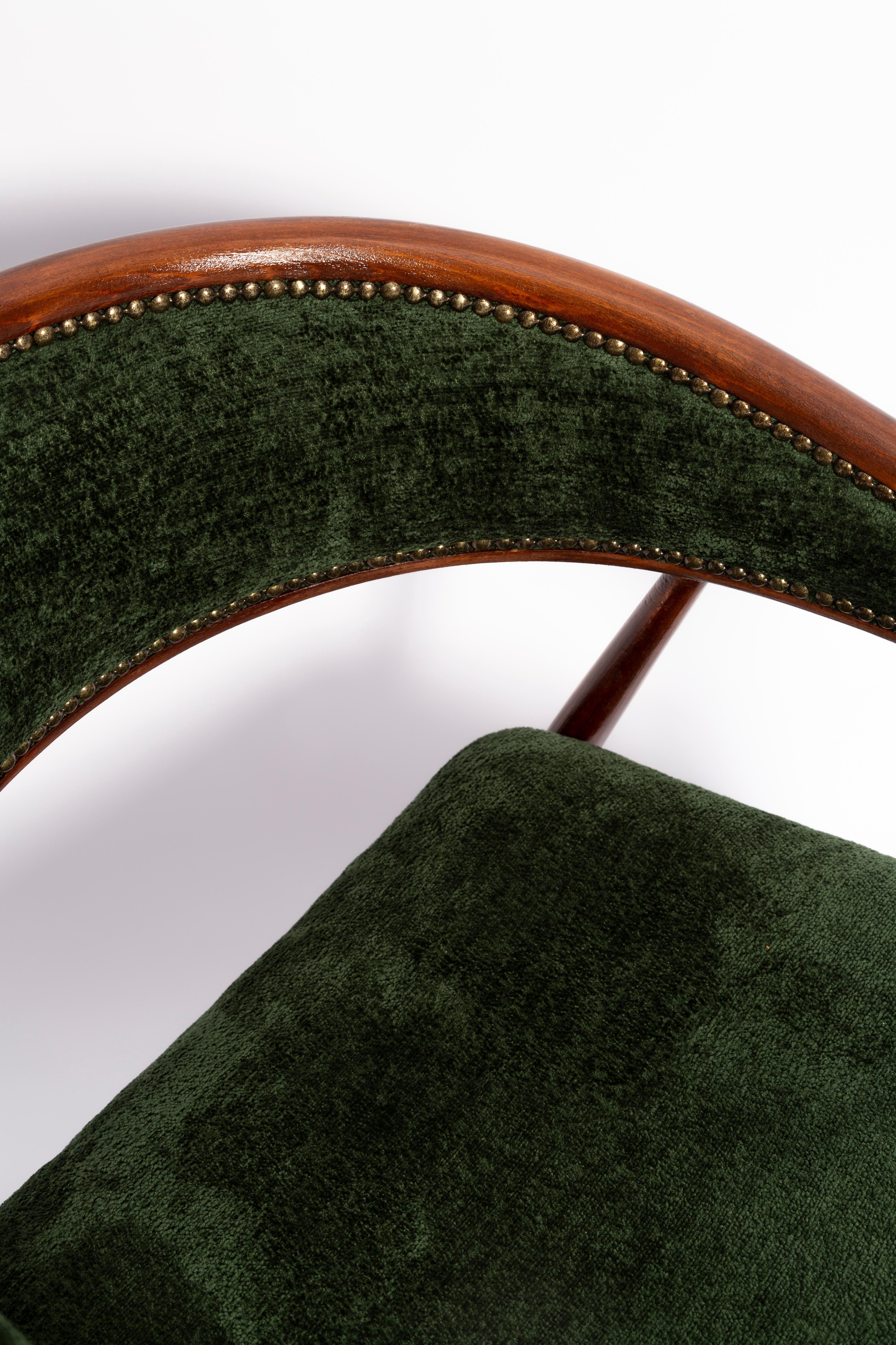 Polish Set of Two Mid Century James Mont King Cole Armchairs, Dark Green Velvet, 1960s For Sale