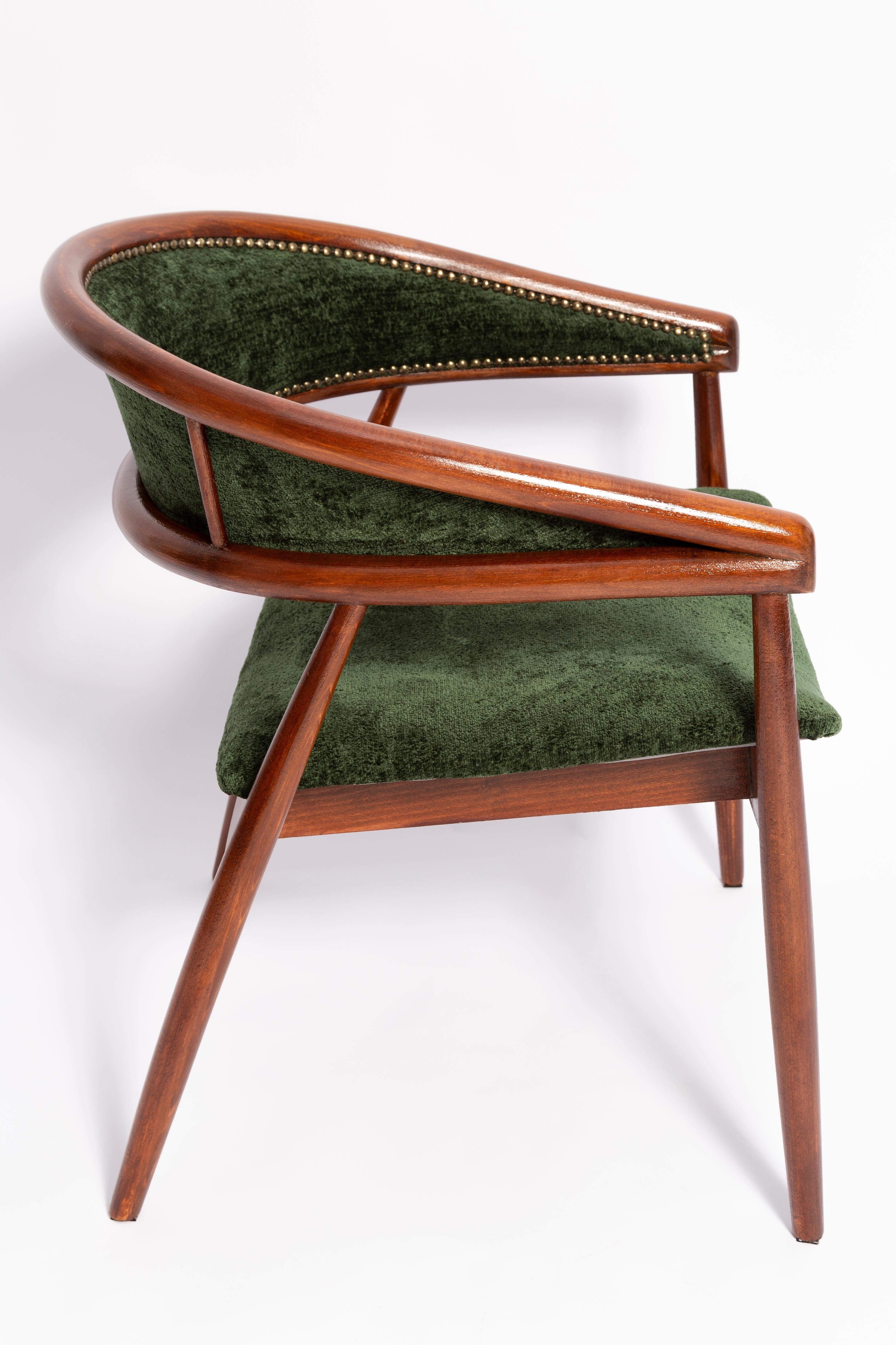20th Century Set of Two Mid Century James Mont King Cole Armchairs, Dark Green Velvet, 1960s For Sale