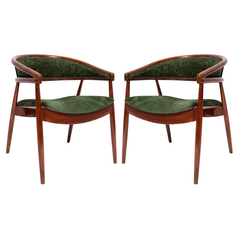 Set of Two Mid Century James Mont King Cole Armchairs, Dark Green - Main Image