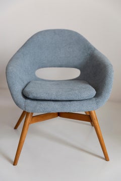 Set of Two Mid-Century Light Blue Shell Chairs, by Navratil, Czechoslovakia 1960