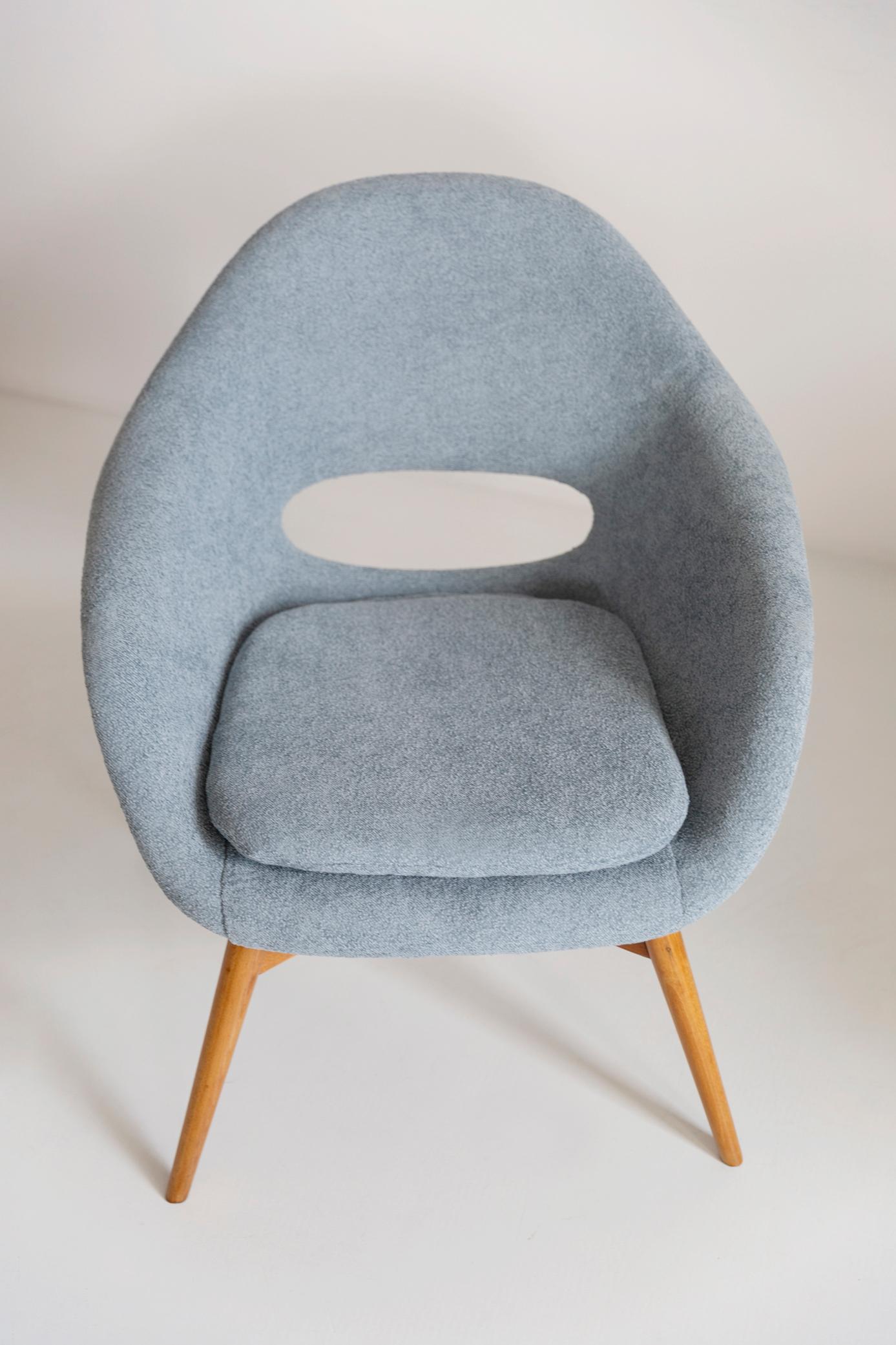 Mid-Century Modern Set of Two Mid-Century Light Blue Shell Chairs, by Navratil, Czechoslovakia 1960 For Sale