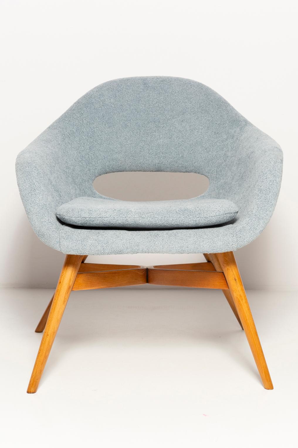 20th Century Set of Two Mid-Century Light Blue Shell Chairs, by Navratil, Czechoslovakia 1960 For Sale