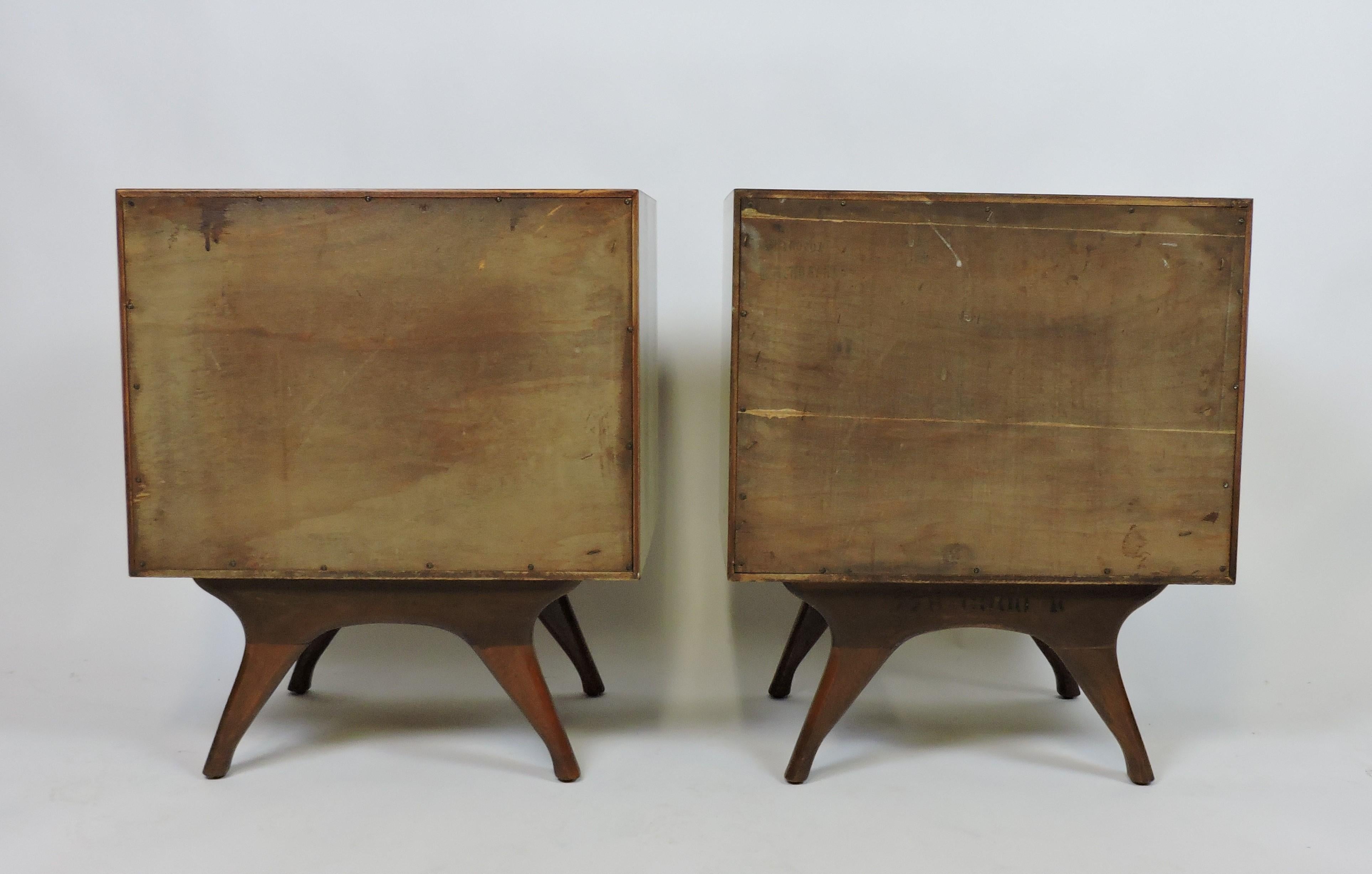 Set of Two Mid Century Modern Albert Parvin Diamond Front Nightstands End Tables 2