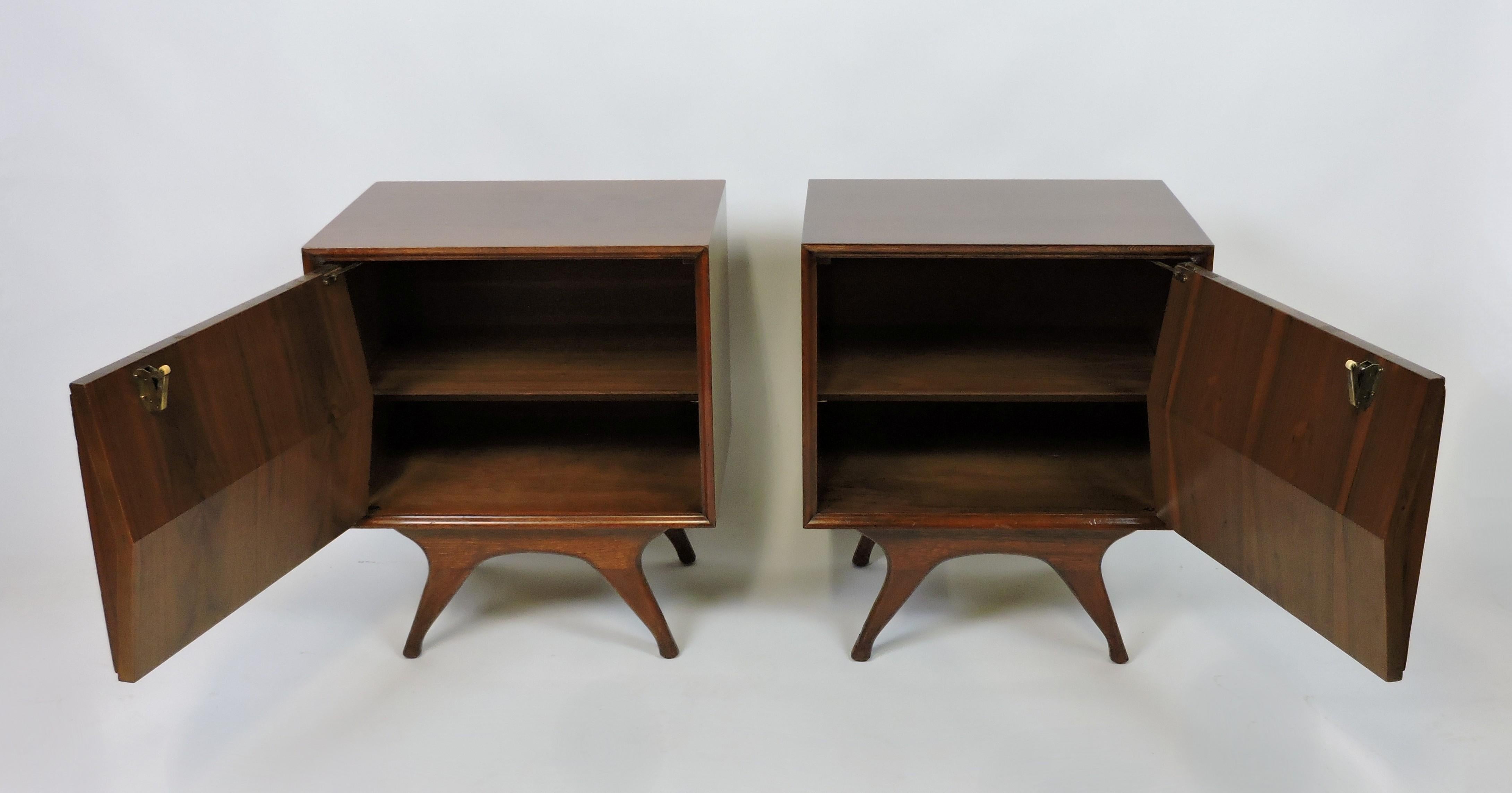 Mid-Century Modern Set of Two Mid Century Modern Albert Parvin Diamond Front Nightstands End Tables