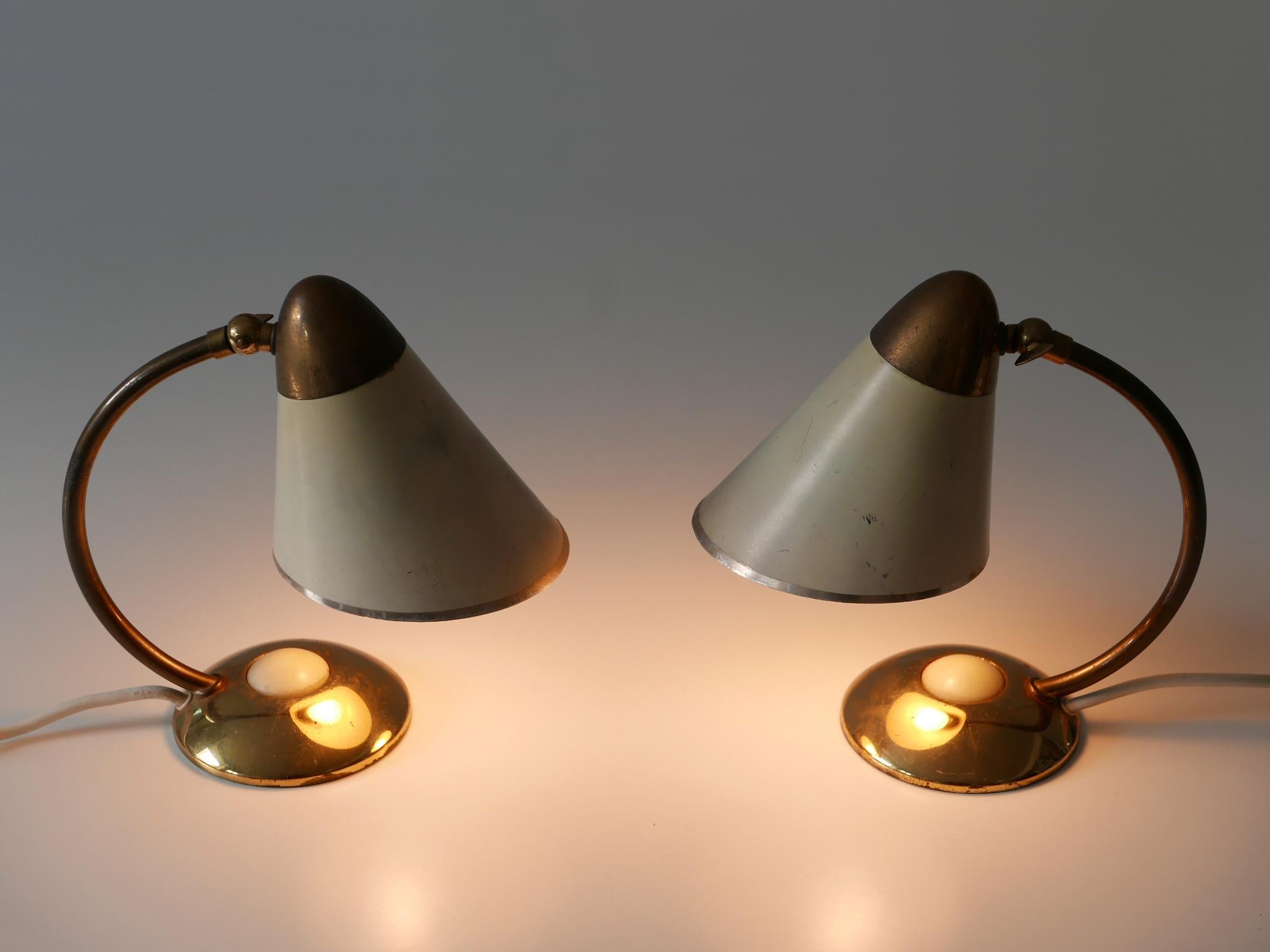 Set of Two Mid-Century Modern Bedside Table Lamps or Wall Lights Germany 1950s 12