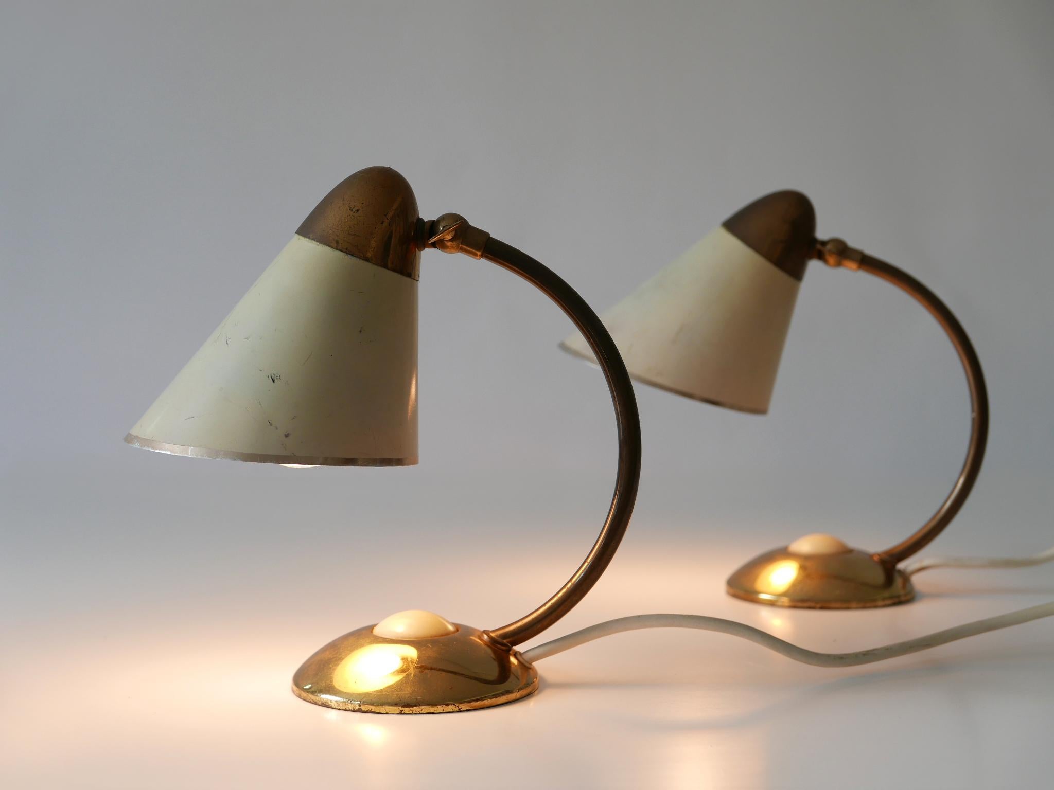 Set of Two Mid-Century Modern Bedside Table Lamps or Wall Lights Germany 1950s 14