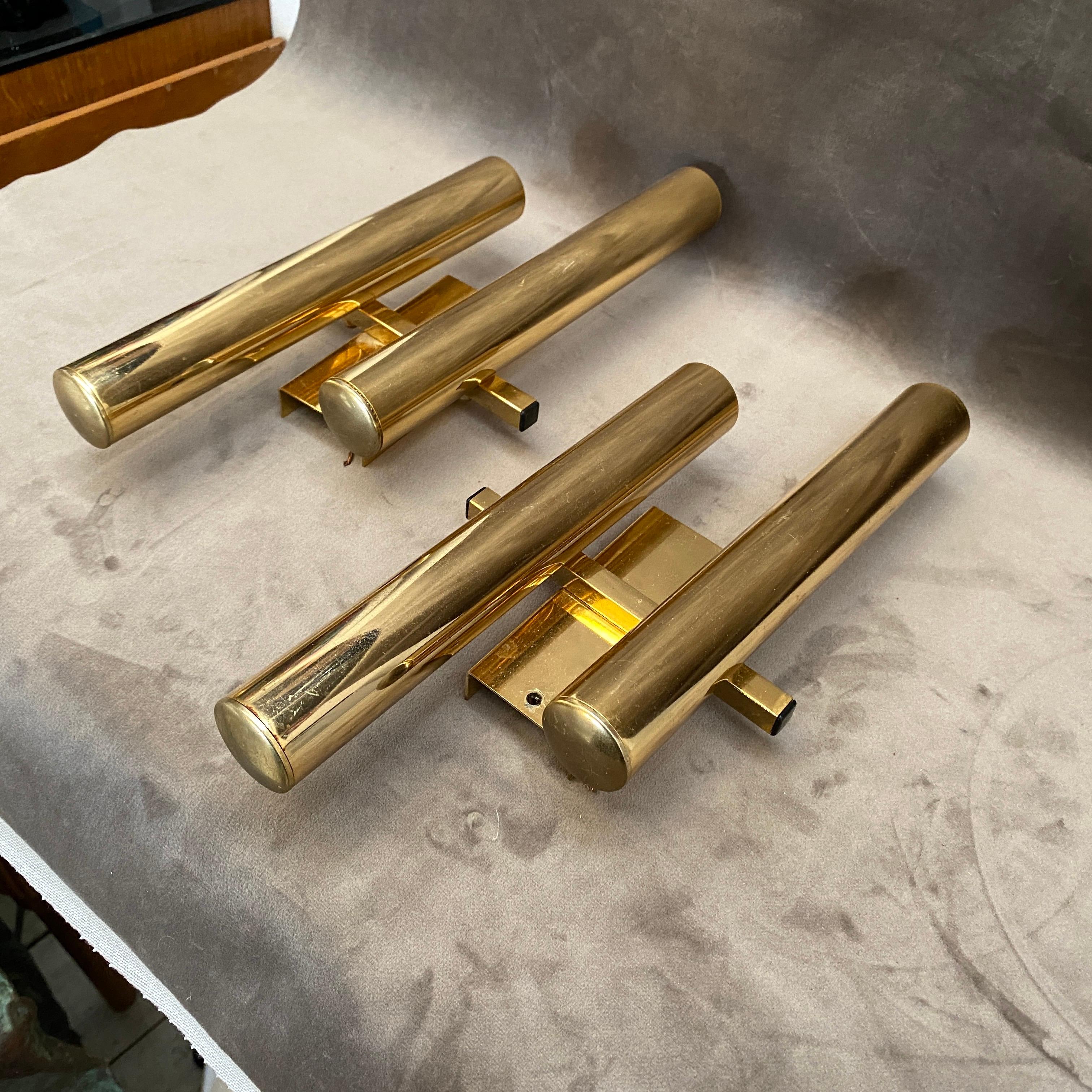 1960s Set of Two Mid-Century Modern Brass Wall Sconces by Gaetano Sciolari In Good Condition In Aci Castello, IT