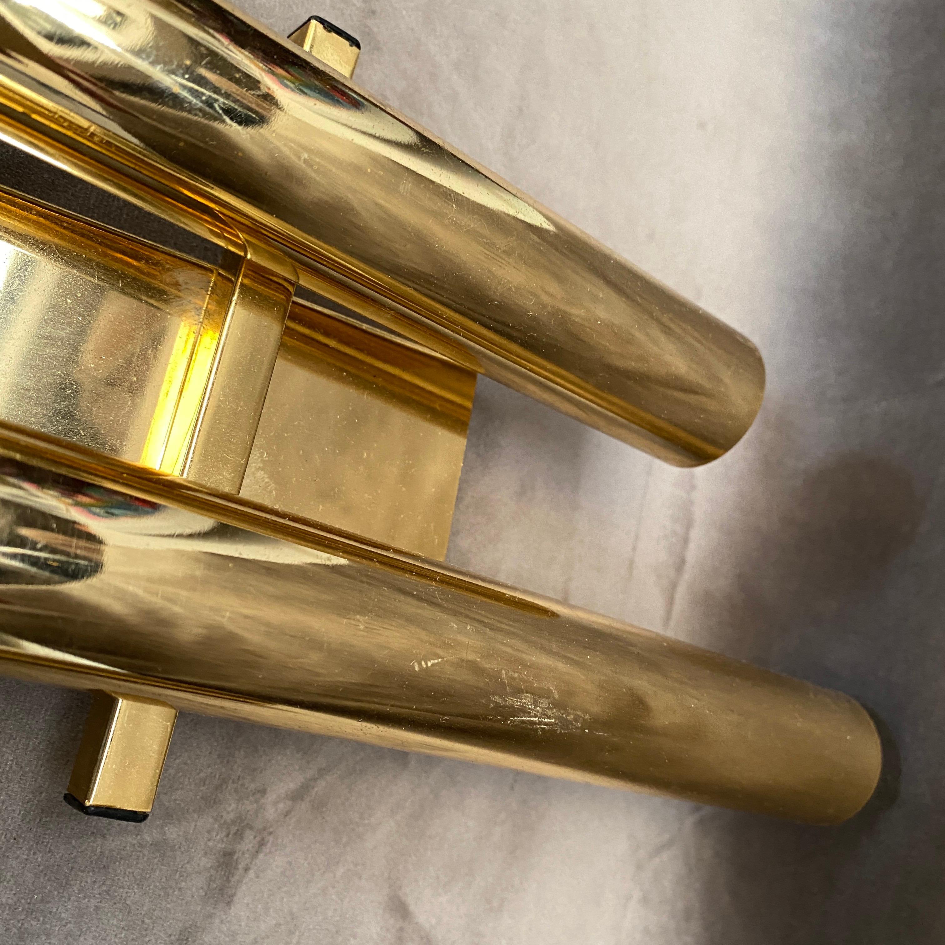 1960s Set of Two Mid-Century Modern Brass Wall Sconces by Gaetano Sciolari 2