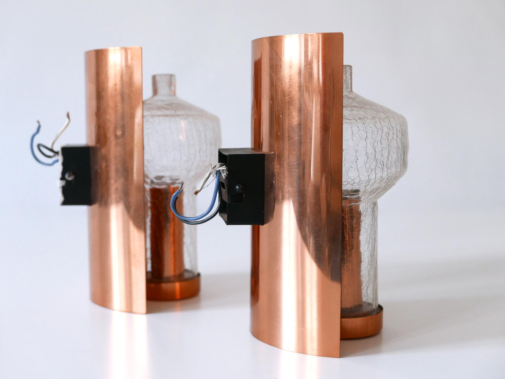 Set of Two Mid-Century Modern Copper & Glass Sconces by Kaiser Leuchten, 1960s For Sale 6