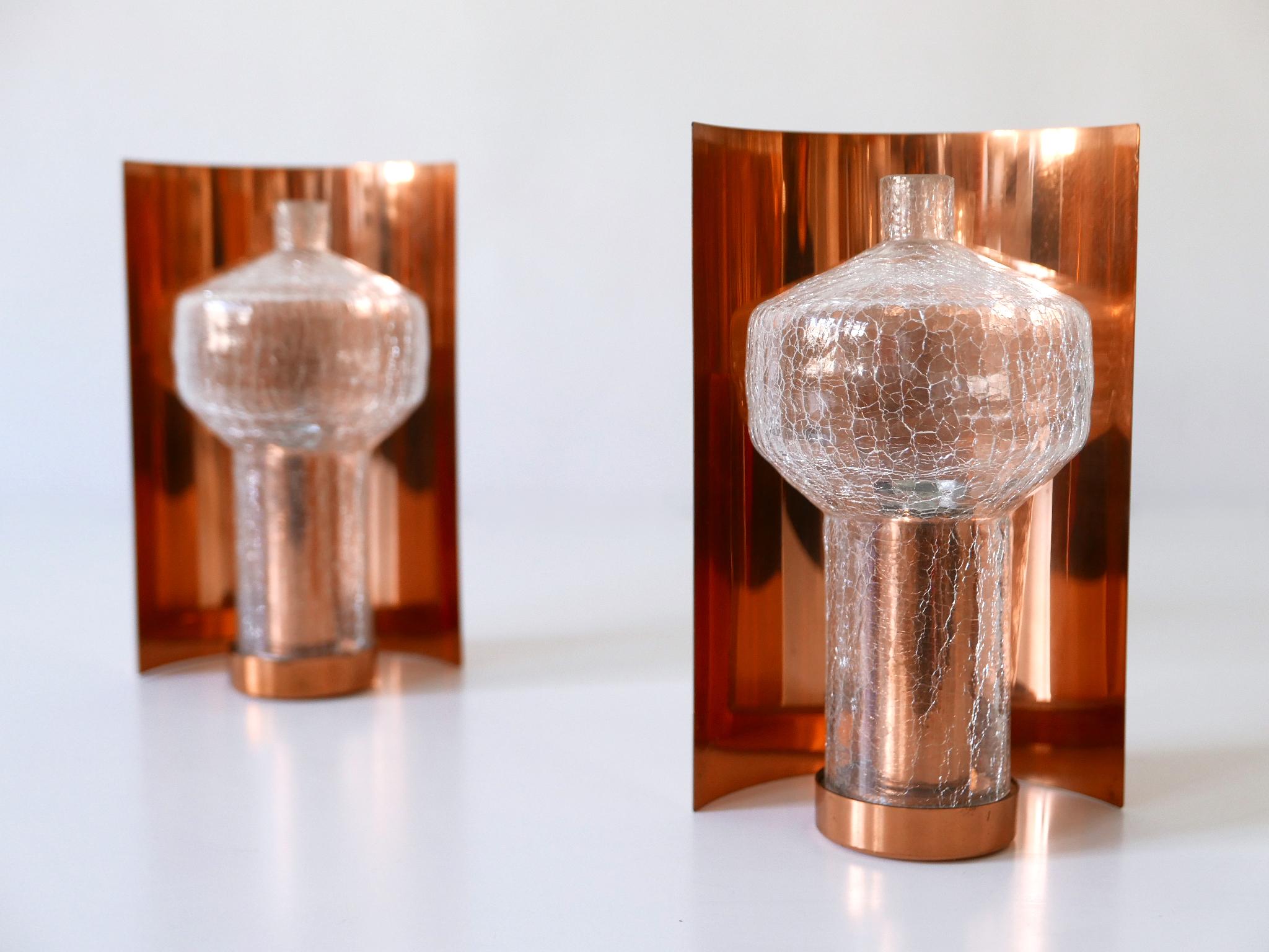 Set of Two Mid-Century Modern Copper & Glass Sconces by Kaiser Leuchten, 1960s For Sale 7