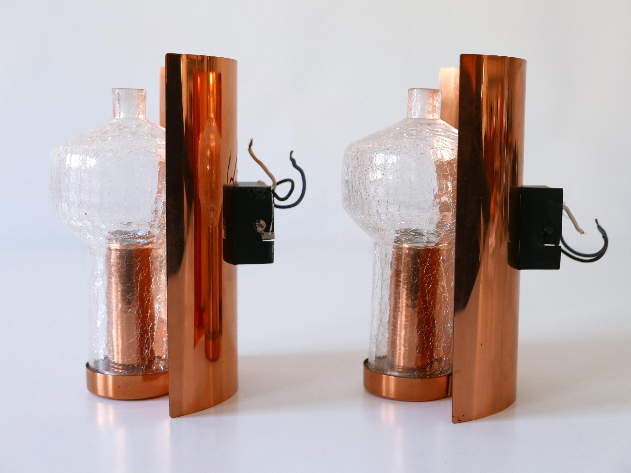 Set of Two Mid-Century Modern Copper & Glass Sconces by Kaiser Leuchten, 1960s For Sale 10