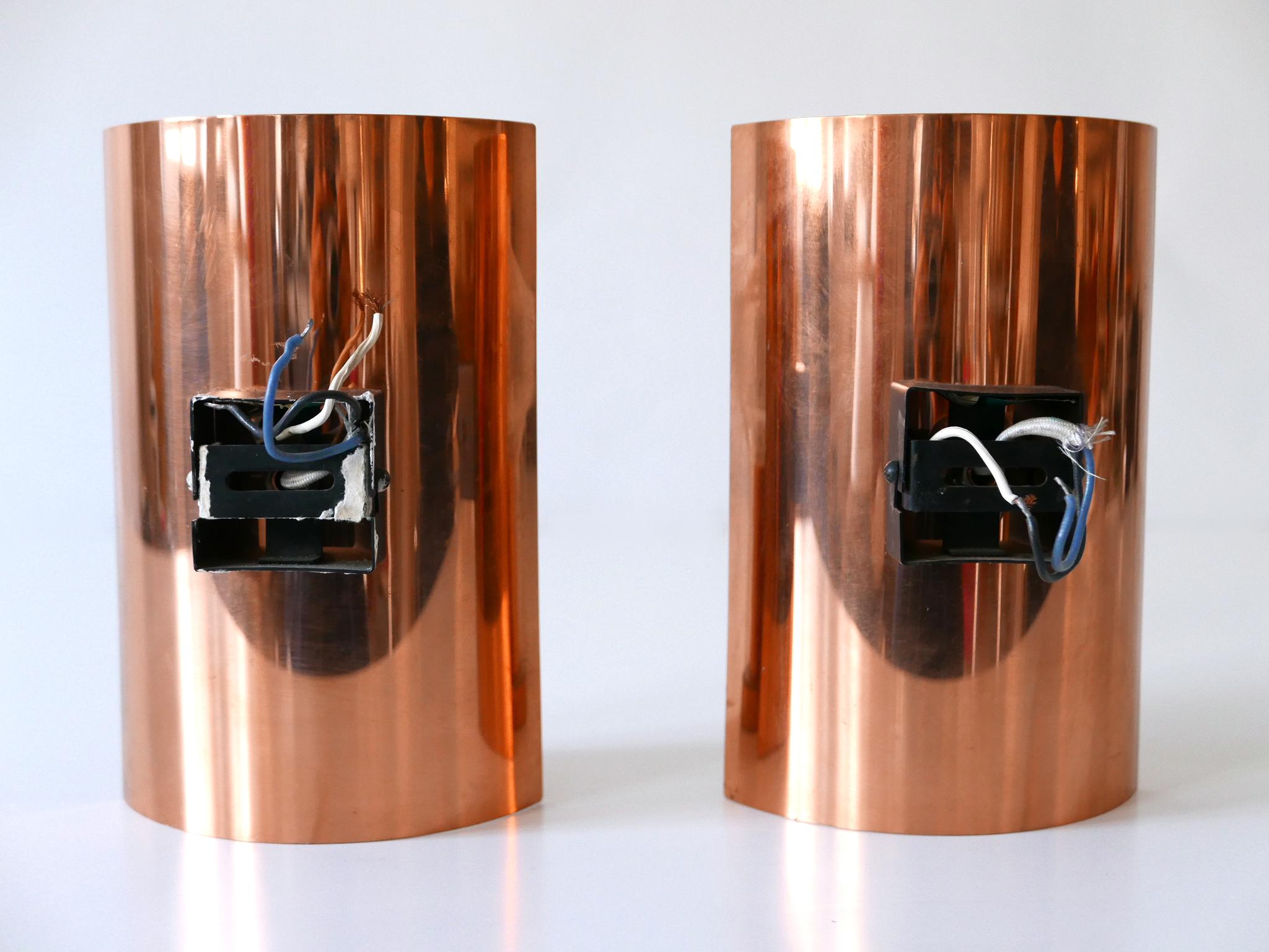 Set of Two Mid-Century Modern Copper & Glass Sconces by Kaiser Leuchten, 1960s For Sale 12