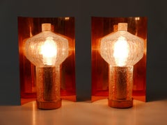 Set of Two Mid-Century Modern Copper & Glass Sconces by Kaiser Leuchten, 1960s