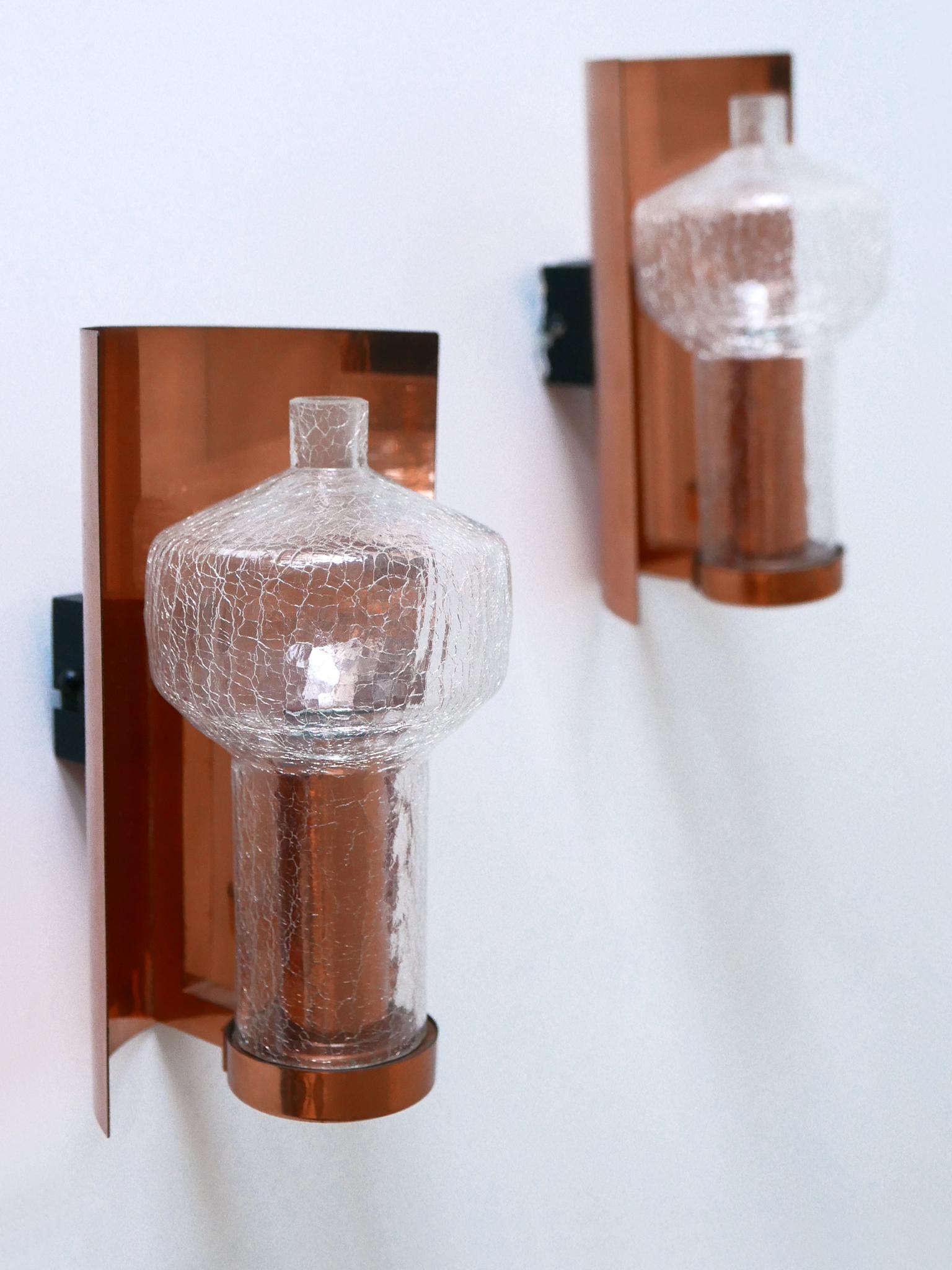Set of Two Mid-Century Modern Copper & Glass Sconces by Kaiser Leuchten, 1960s For Sale 1