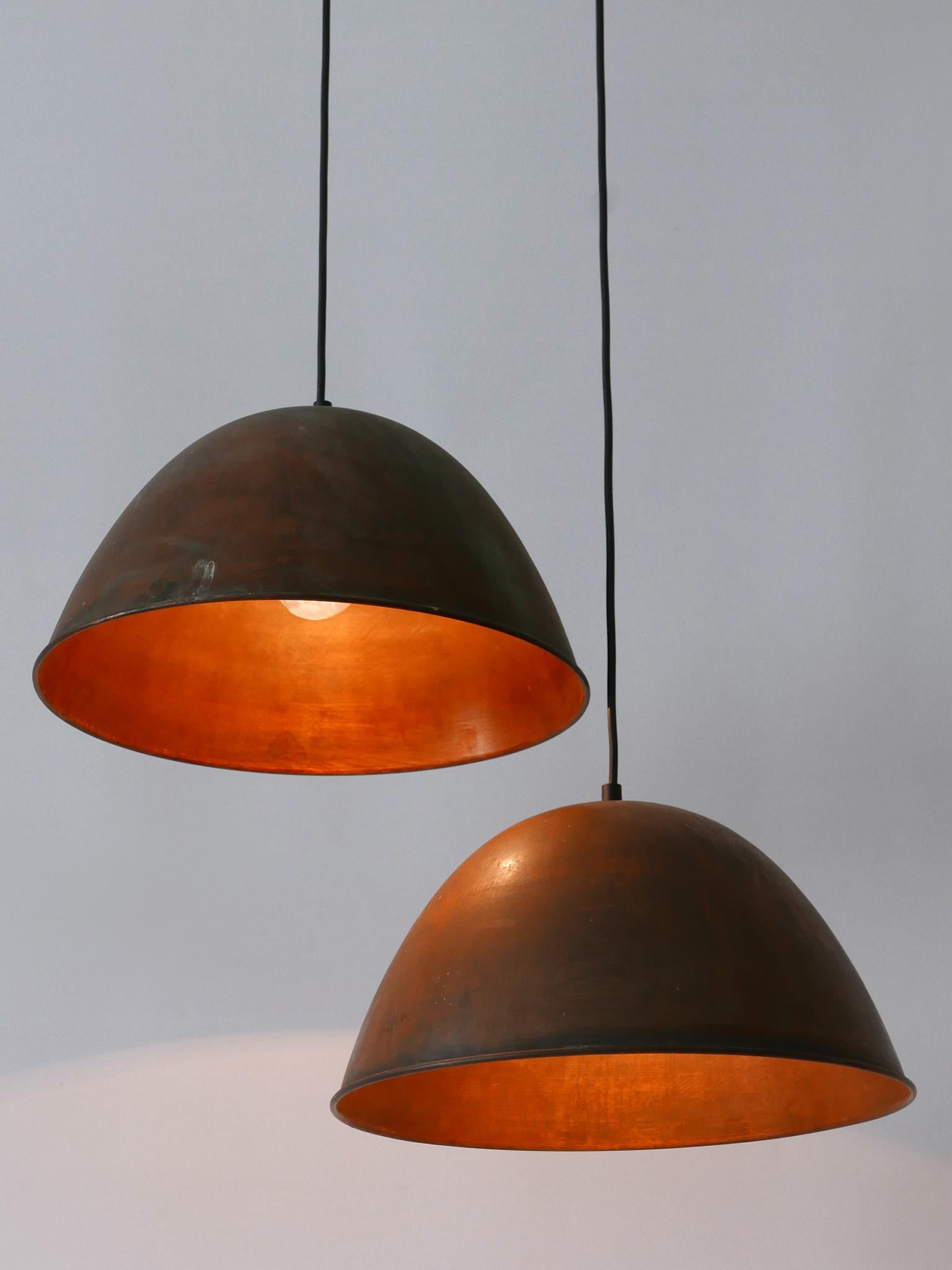 Set of Two Mid-Century Modern Copper Pendant Lamps or Hanging Lights 1950s For Sale 11