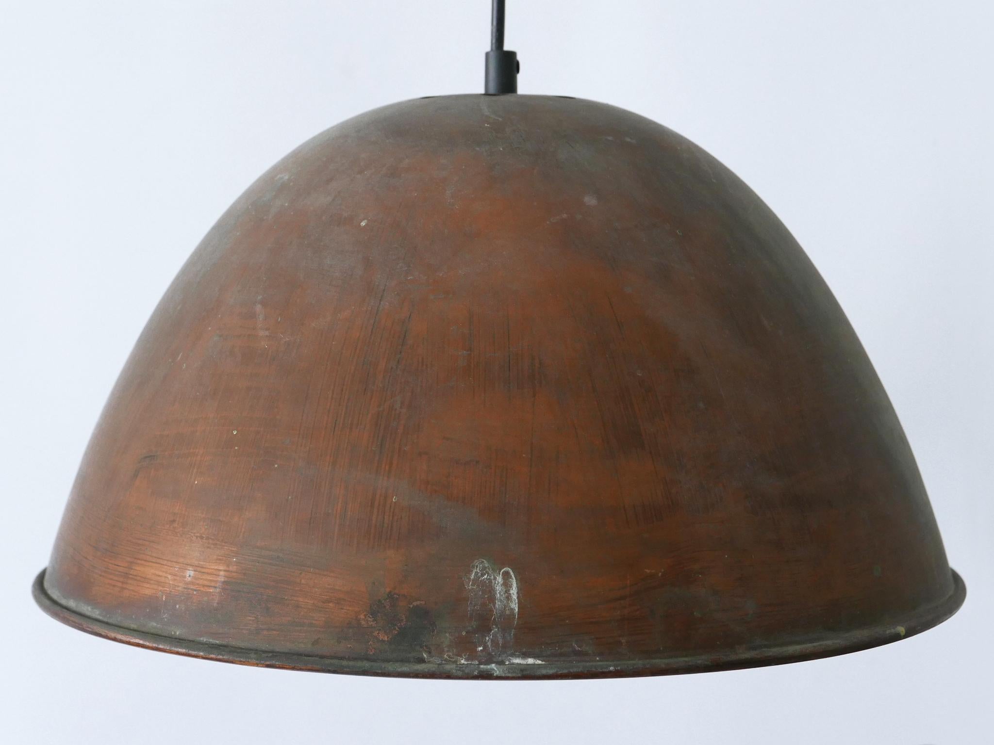 Set of Two Mid-Century Modern Copper Pendant Lamps or Hanging Lights 1950s For Sale 13