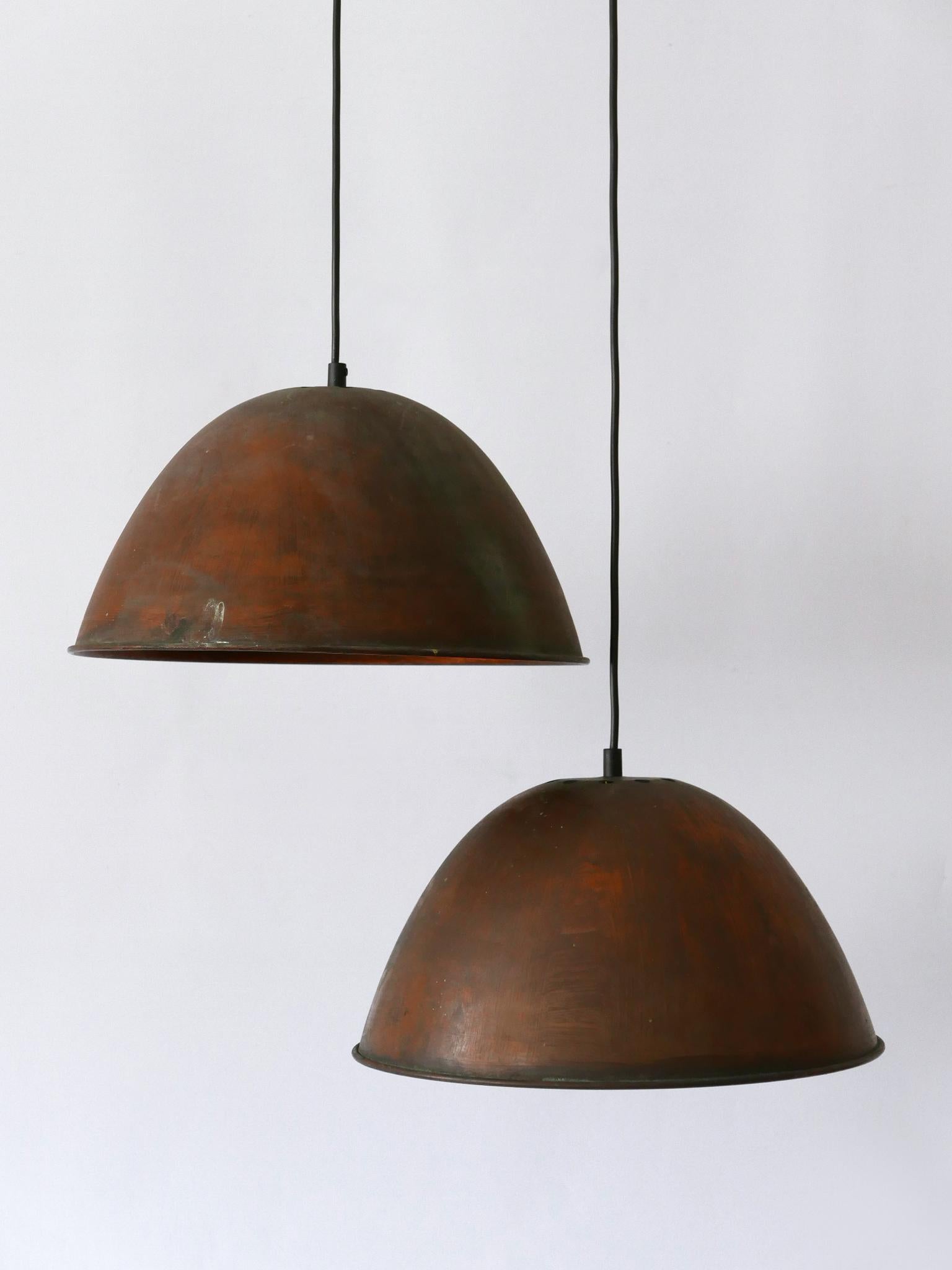 Mid-20th Century Set of Two Mid-Century Modern Copper Pendant Lamps or Hanging Lights 1950s For Sale