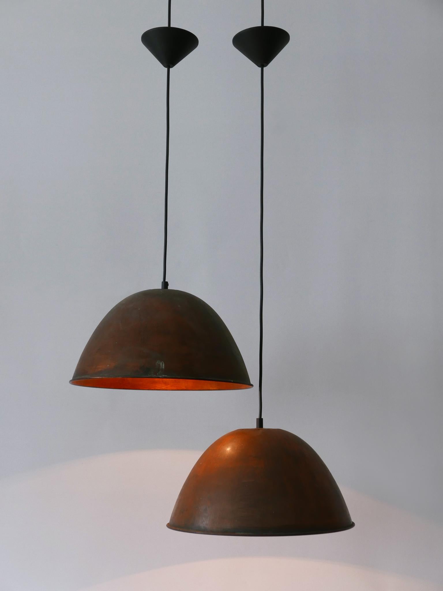 Set of Two Mid-Century Modern Copper Pendant Lamps or Hanging Lights 1950s For Sale 3