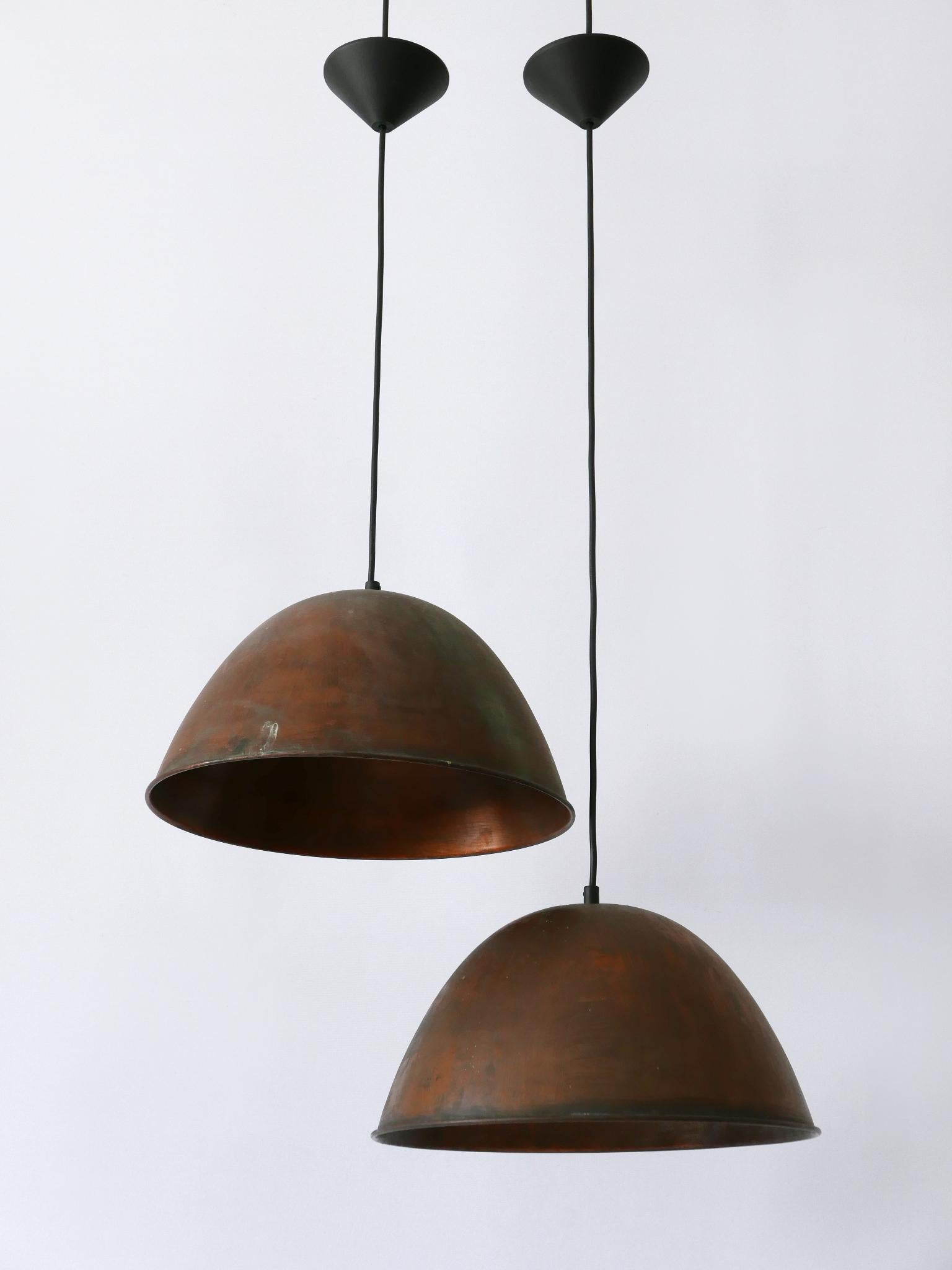 Set of Two Mid-Century Modern Copper Pendant Lamps or Hanging Lights 1950s For Sale 4
