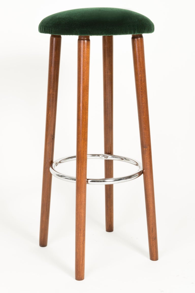 Set of Two MidCentury Modern Dark Green Bar Stools, 1960s For Sale at