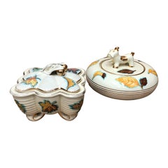 Set of Two Mid-Century Modern Deruta Ceramic Italian Boxes, circa 1960