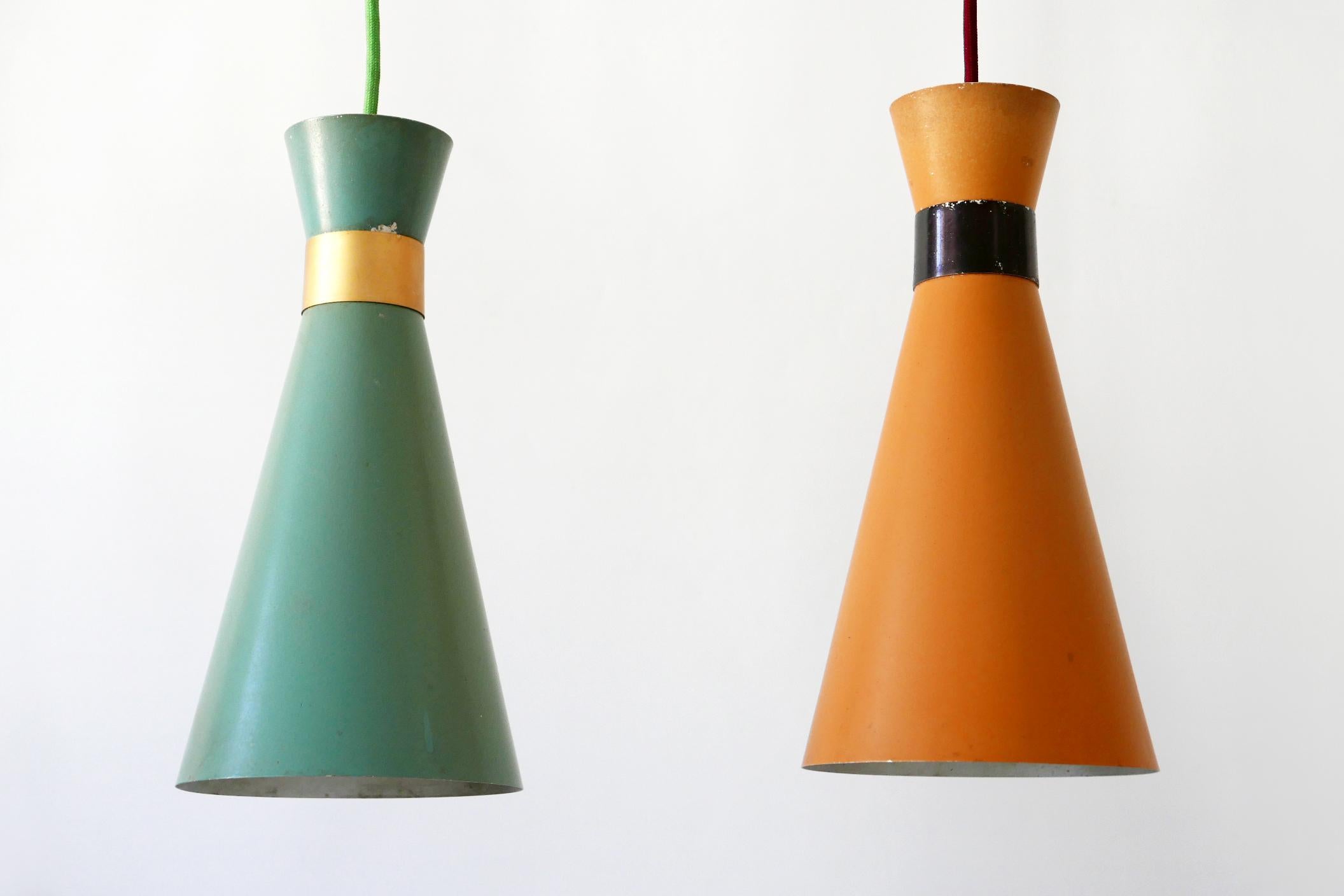 Set of Two Mid-Century Modern Diabolo Pendant Lamps by Bünte & Remmler, 1950s For Sale 7