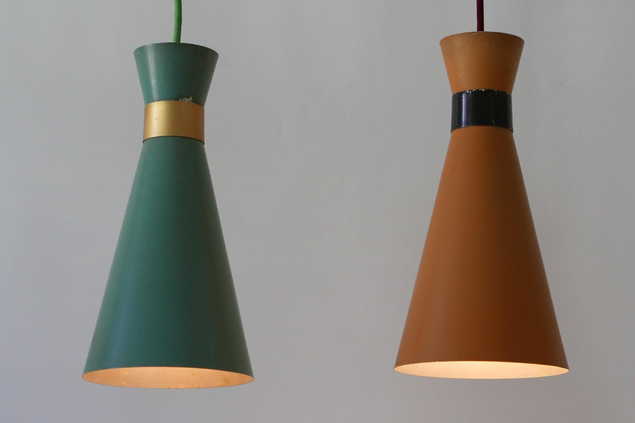 Set of Two Mid-Century Modern Diabolo Pendant Lamps by Bünte & Remmler, 1950s For Sale 8