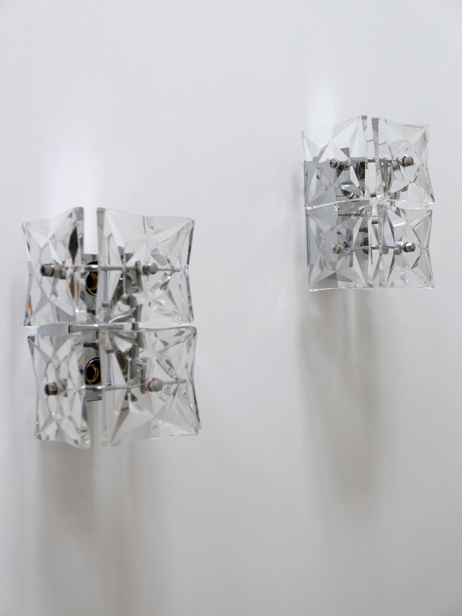 Set of Two Mid-Century Modern Kinkeldey Crystal Glass Sconces or Wall Lamps For Sale 4