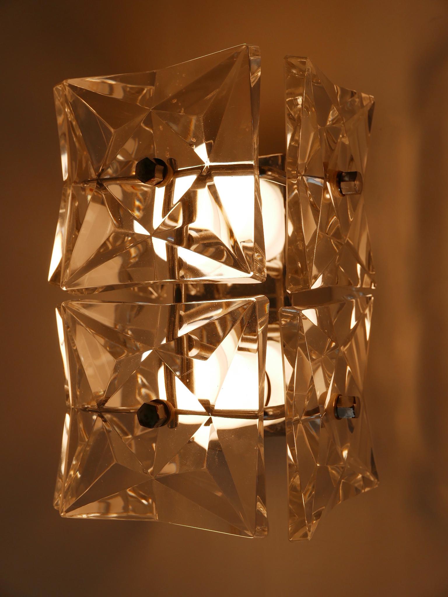 Set of Two Mid-Century Modern Kinkeldey Crystal Glass Sconces or Wall Lamps In Good Condition For Sale In Munich, DE