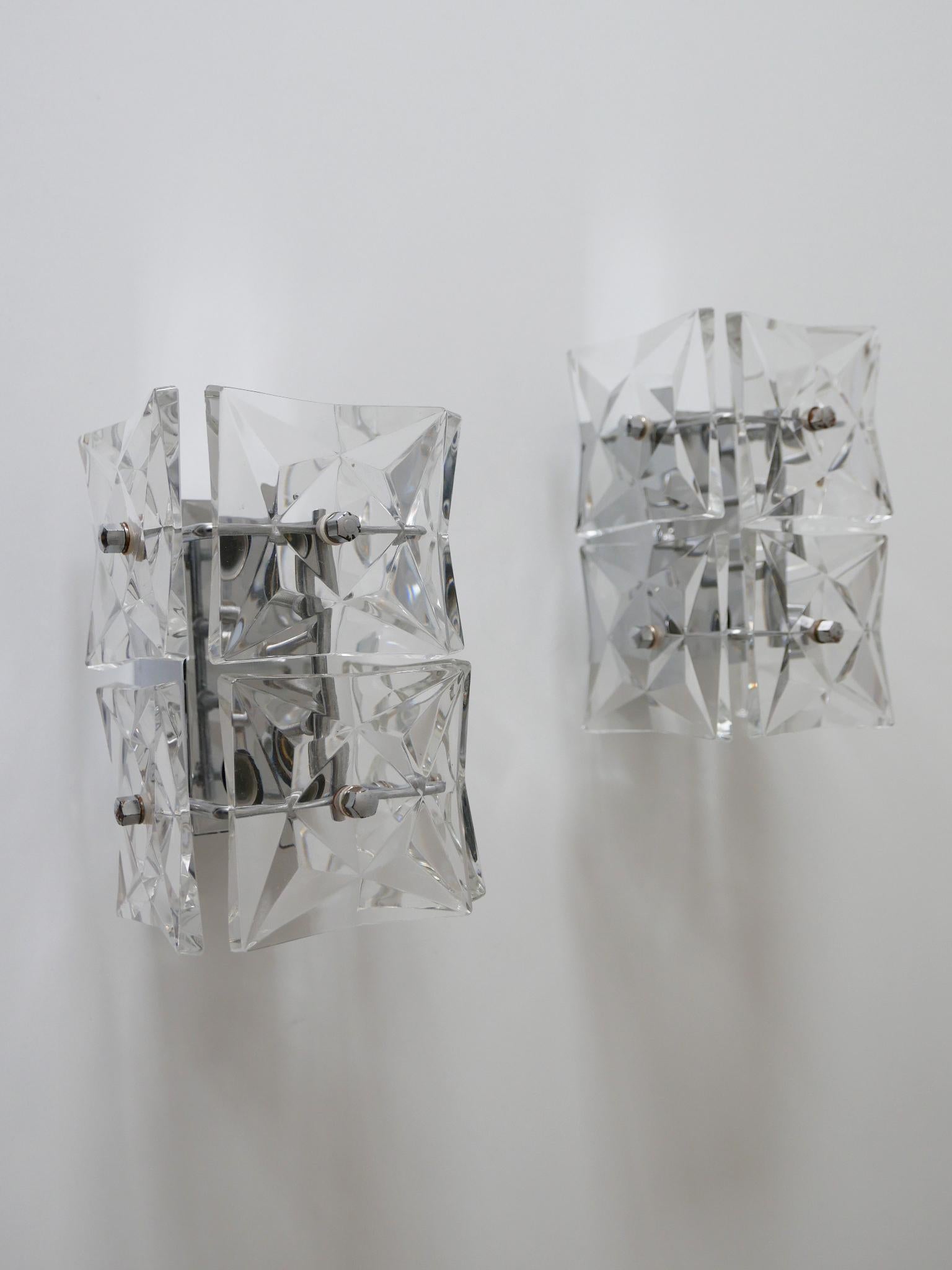 Set of Two Mid-Century Modern Kinkeldey Crystal Glass Sconces or Wall Lamps For Sale 2
