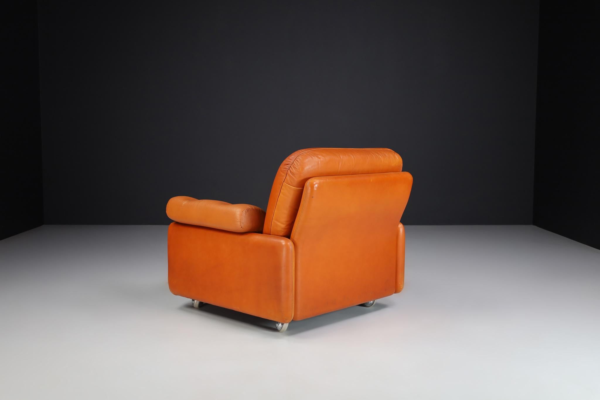 Pelle Set di due poltrone in pelle della modernità di metà secolo, Germania, anni '60 in vendita