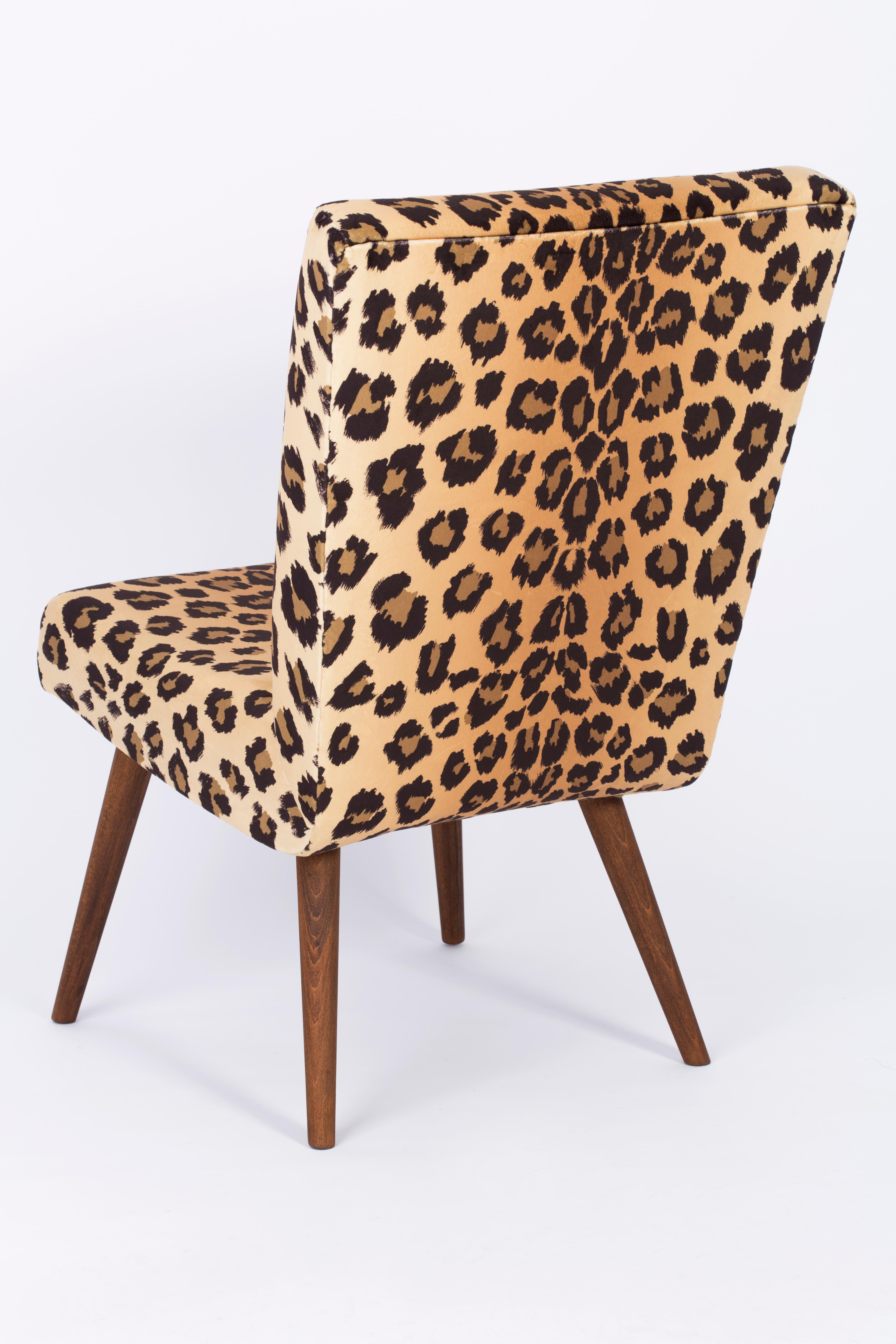 Velvet Set of Two Mid-Century Modern Leopard Print Chairs, 1960s, Germany For Sale