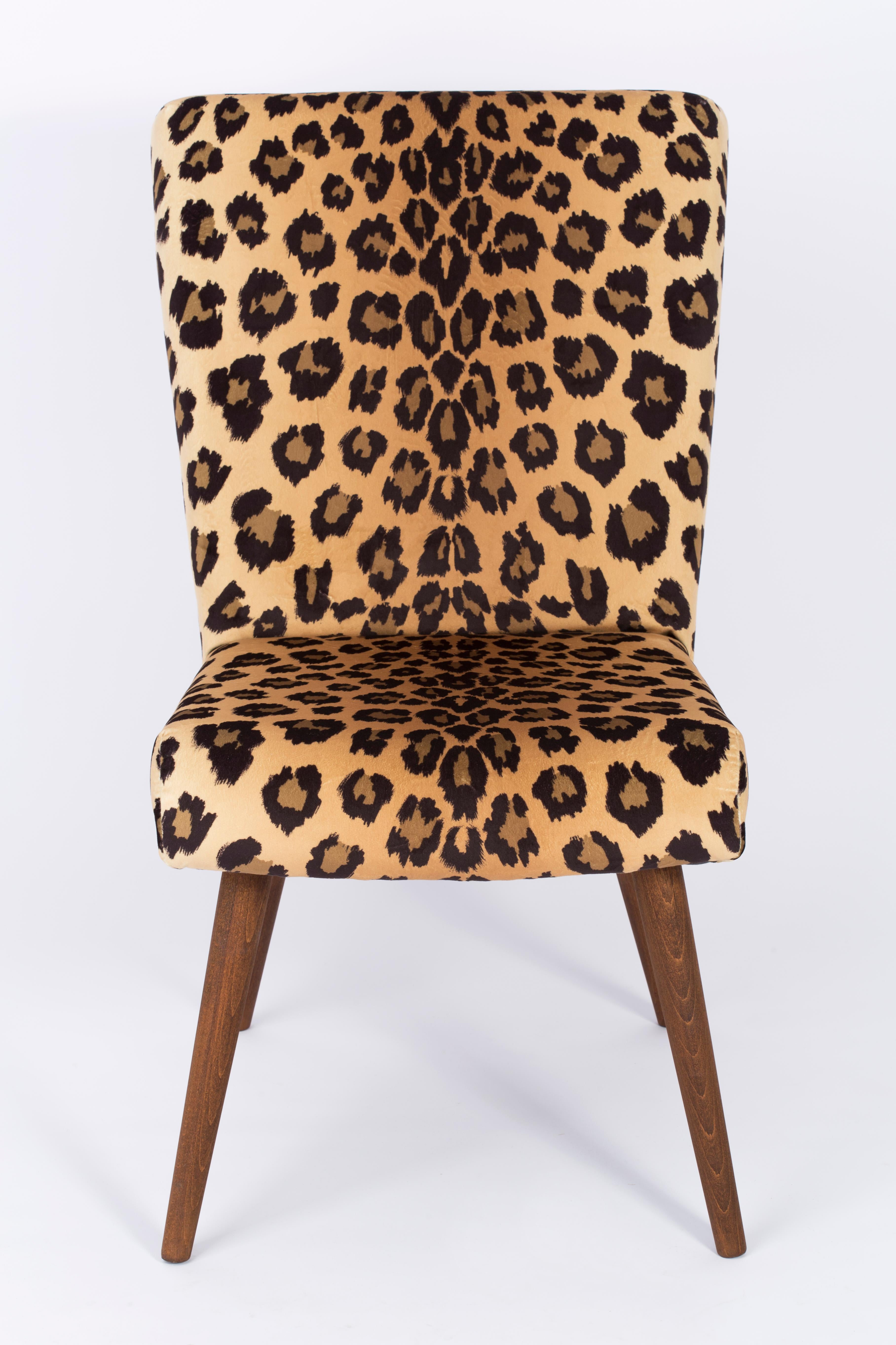 Hand-Crafted Set of Two Mid-Century Modern Leopard Print Chairs, 1960s, Germany For Sale