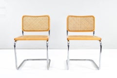 Set of Two Mid-Century Modern Marcel Breuer B32 Blonde Cesca Chairs, Italy 1970s