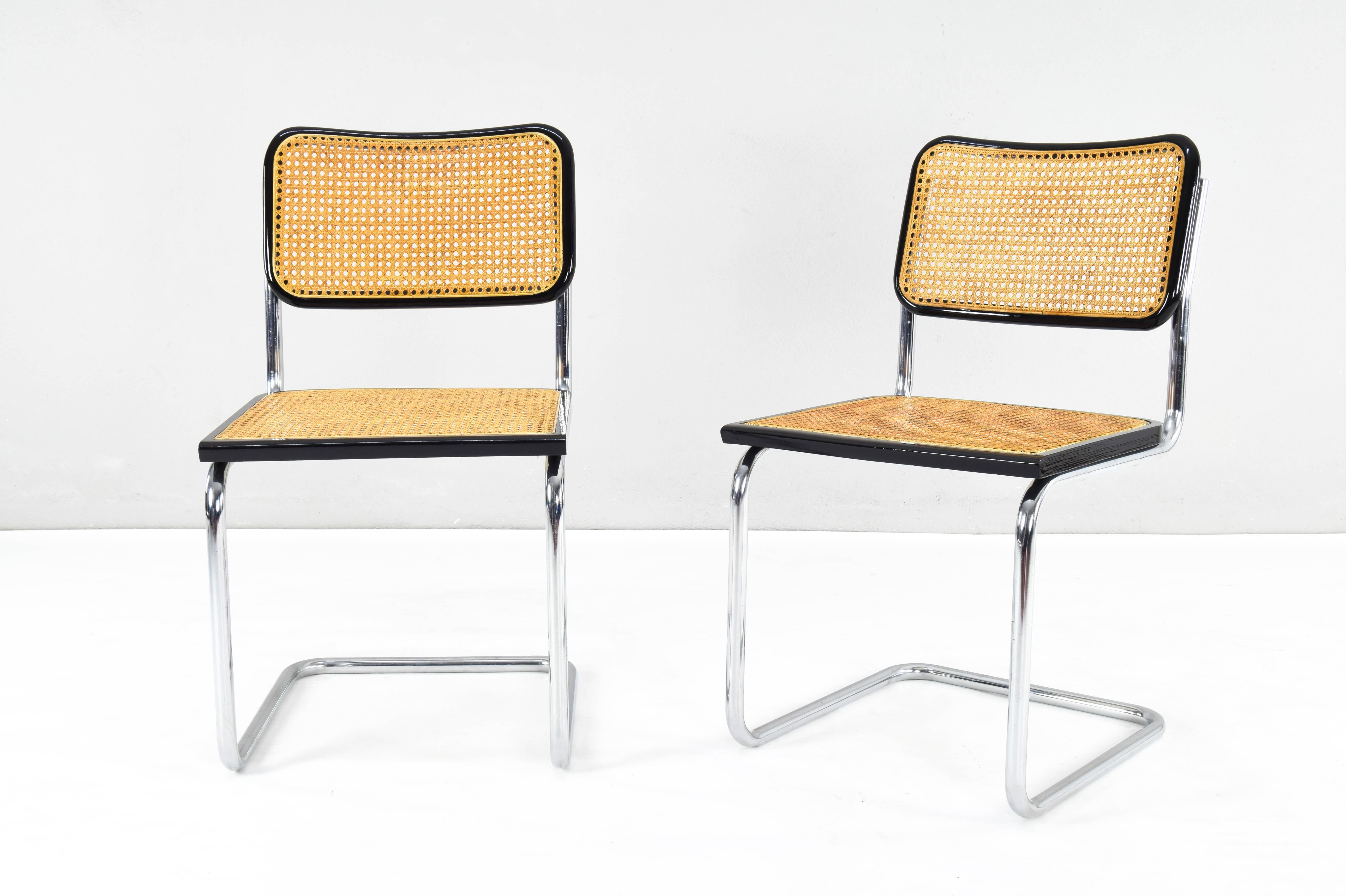 Italian Set of Two Mid-Century Modern Marcel Breuer B32 Cesca Chairs, Italy 1970s
