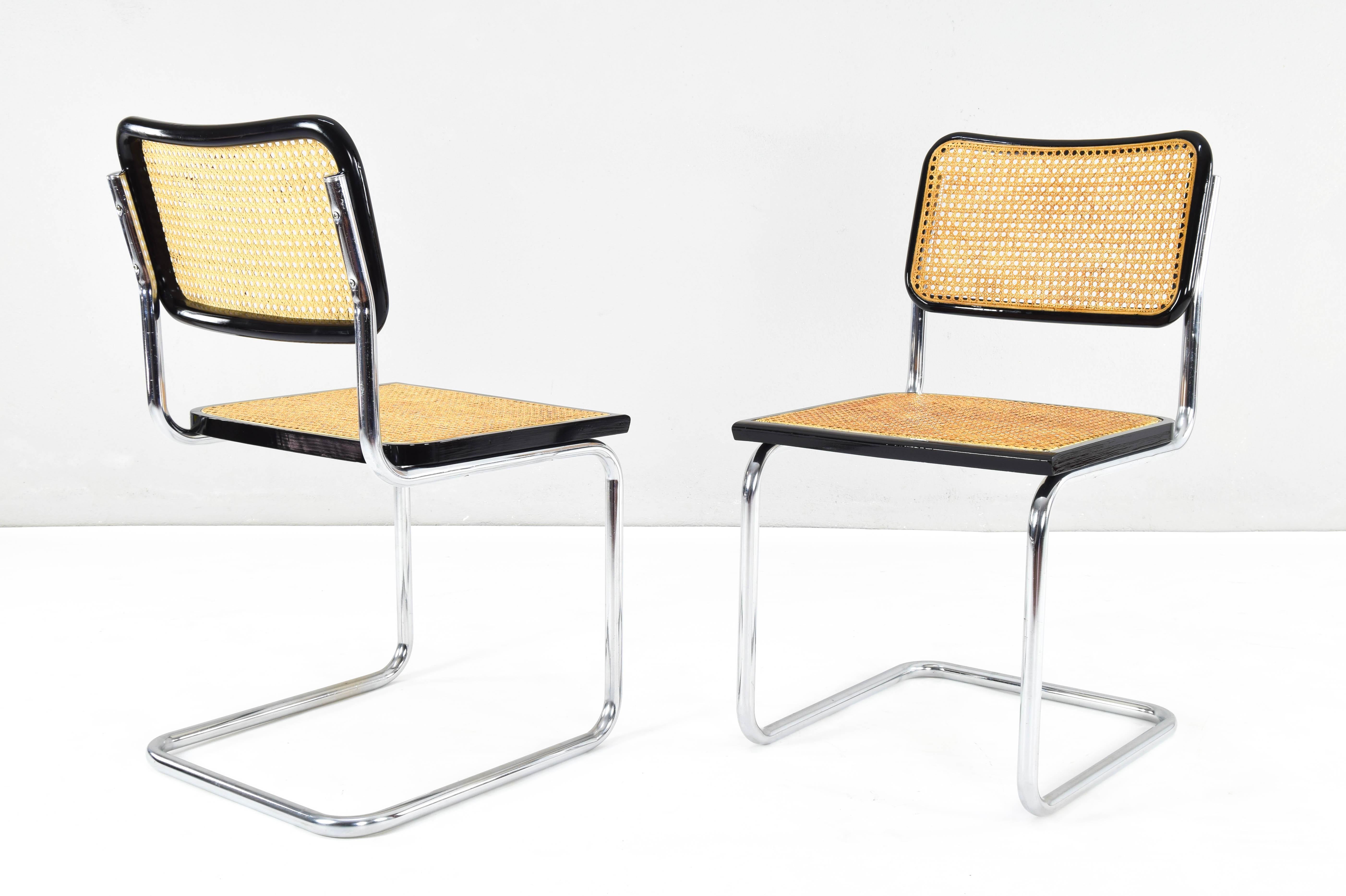 Late 20th Century Set of Two Mid-Century Modern Marcel Breuer B32 Cesca Chairs, Italy 1970s