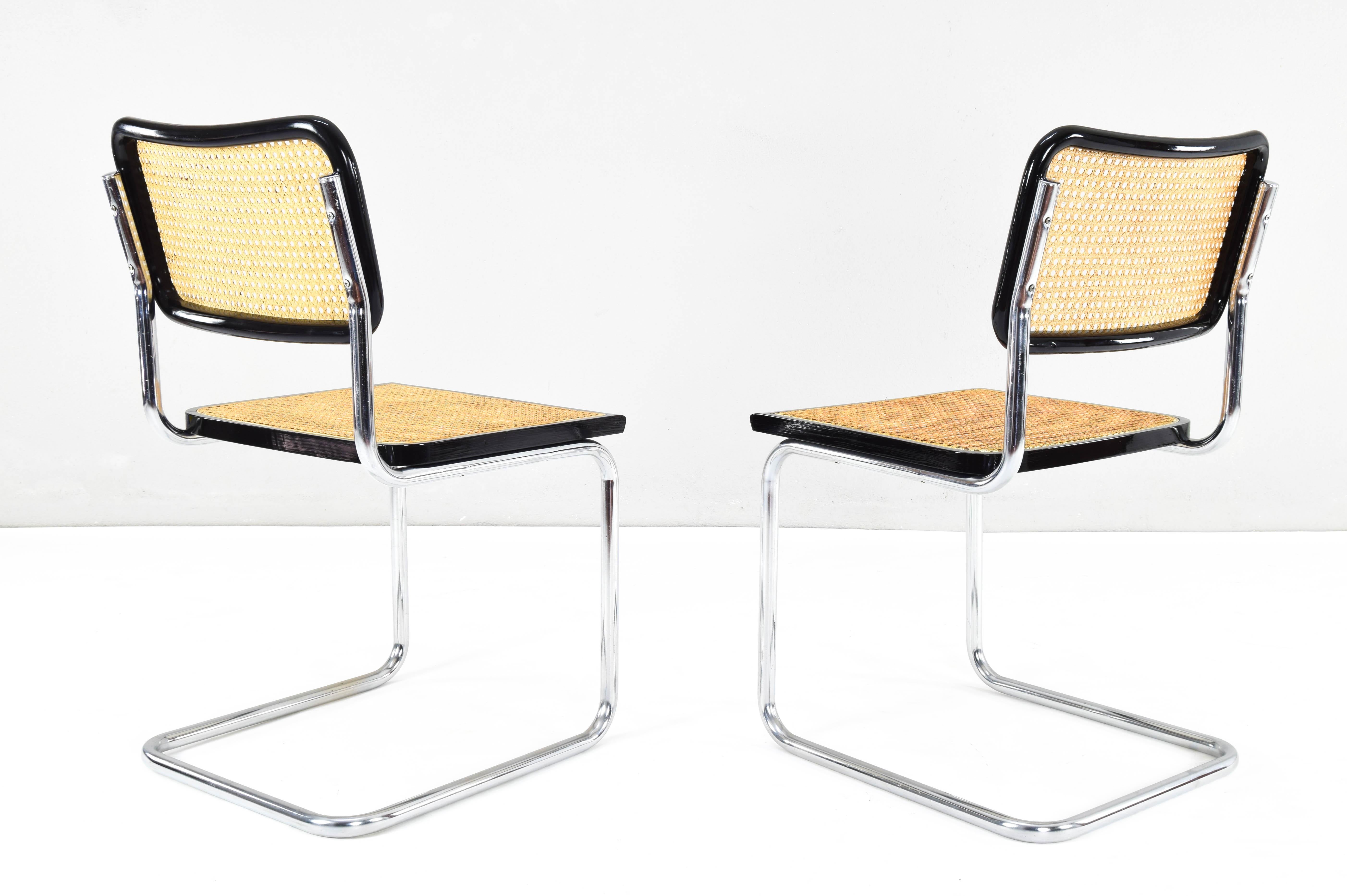 Set of Two Mid-Century Modern Marcel Breuer B32 Cesca Chairs, Italy 1970s 1