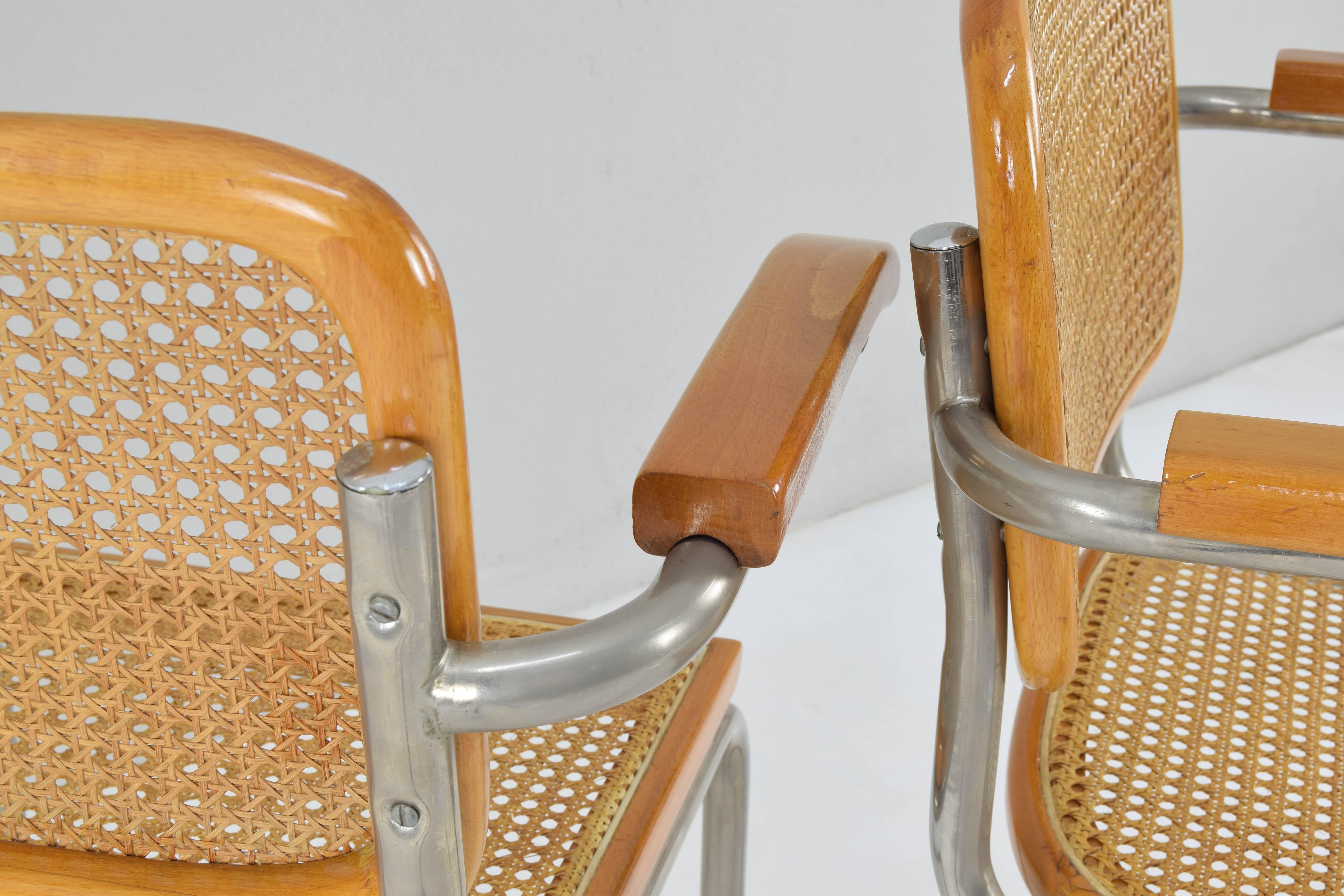 Italian Set of Two Mid-Century Modern Marcel Breuer B64 Cesca Chairs, Italy, 1970