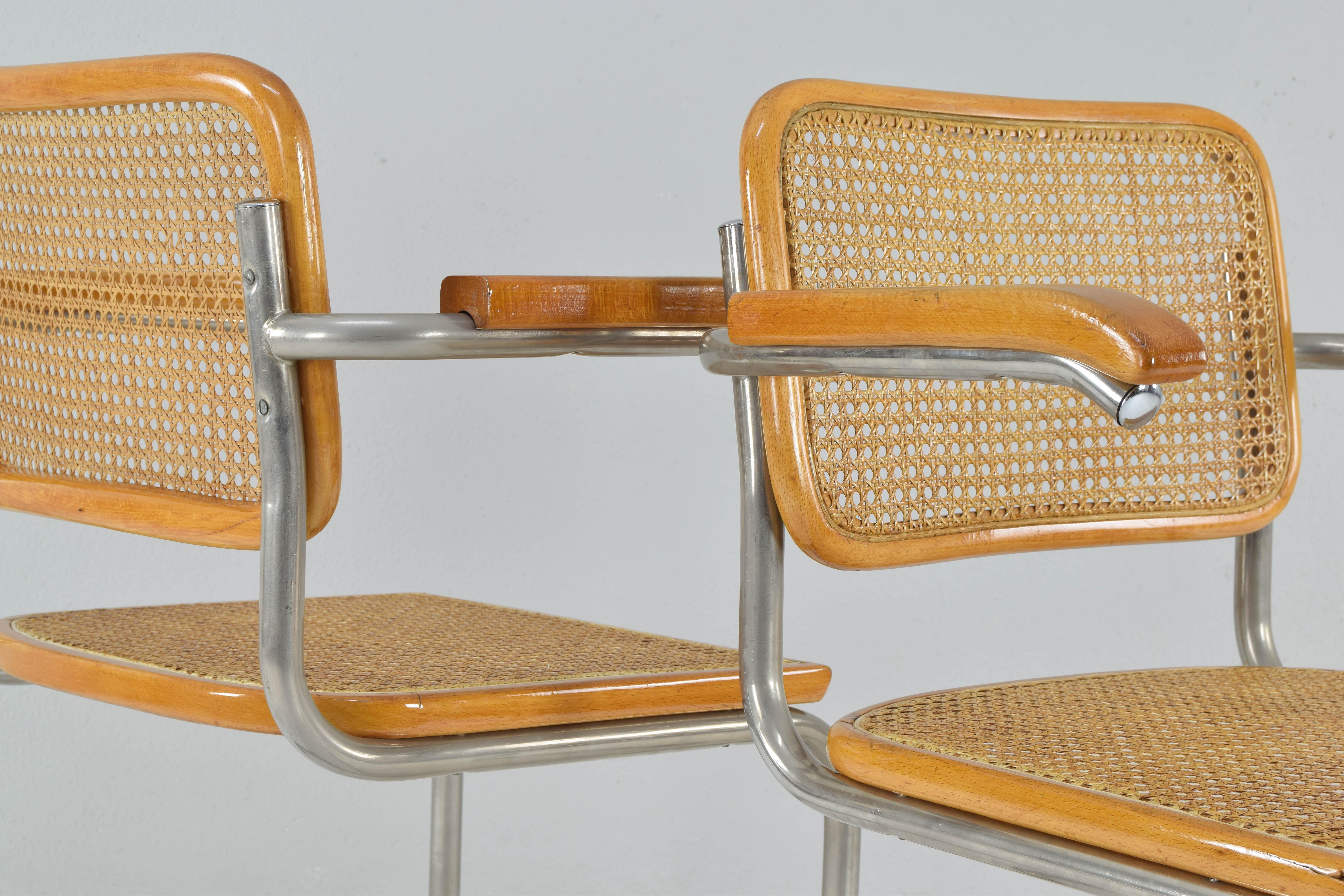 Set of Two Mid-Century Modern Marcel Breuer B64 Cesca Chairs, Italy, 1970 In Good Condition In Escalona, Toledo