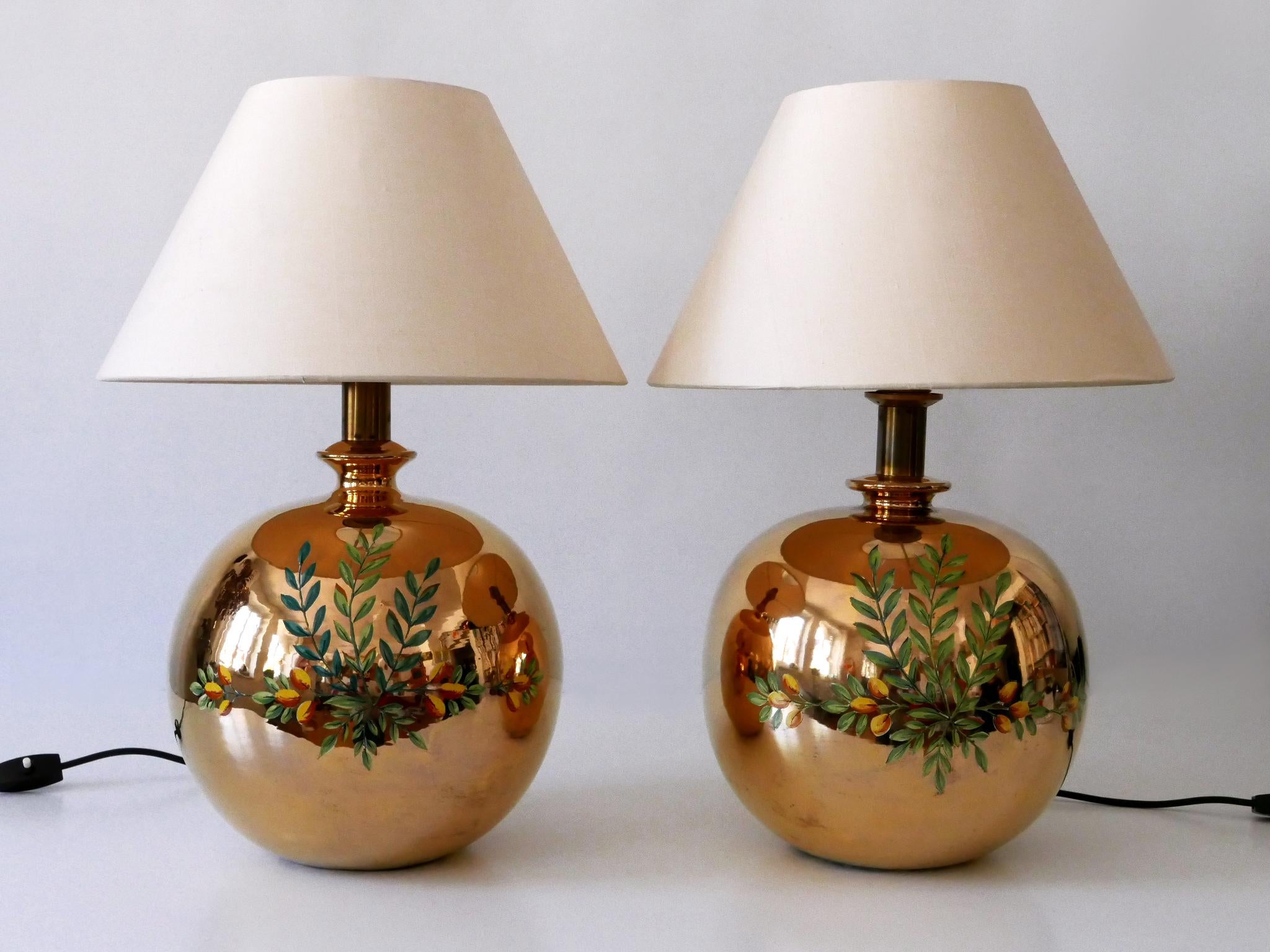 Mid-Century Modern Ensemble de deux lampes d'appoint en laiton massif, Modernity, Arte Lumen, 1970 en vente