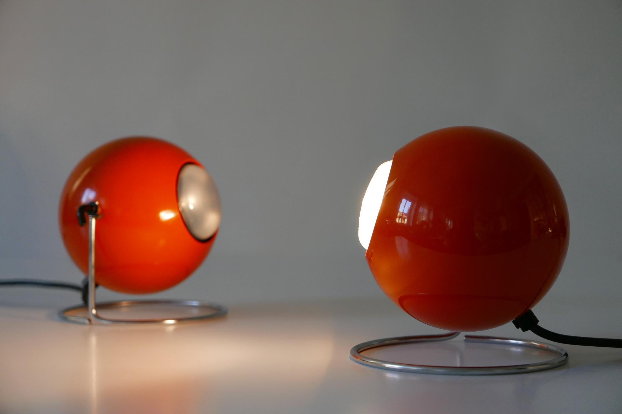 Set of Two Mid-Century Modern Metal 'Eye' Table Lamps, ERCO, 1960s-1970s Germany In Good Condition For Sale In Munich, DE